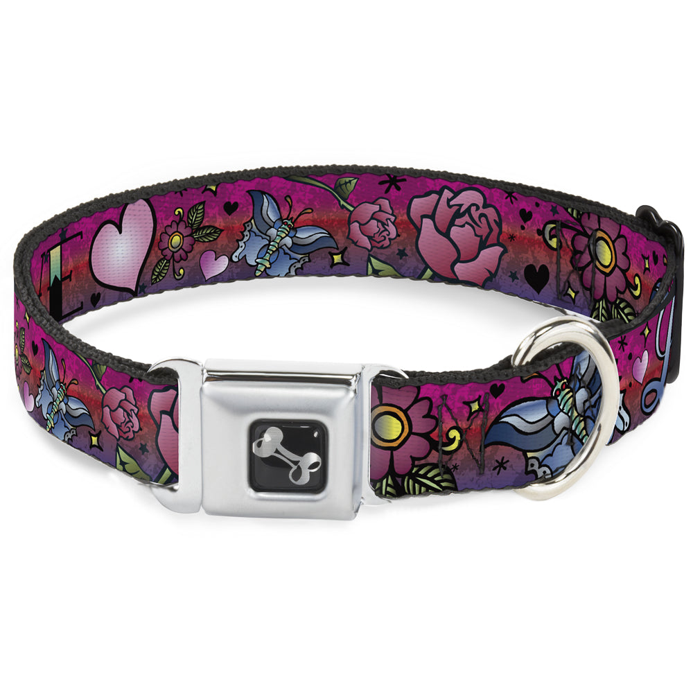 Dog Bone Seatbelt Buckle Collar - Love Love Pink Seatbelt Buckle Collars Buckle-Down