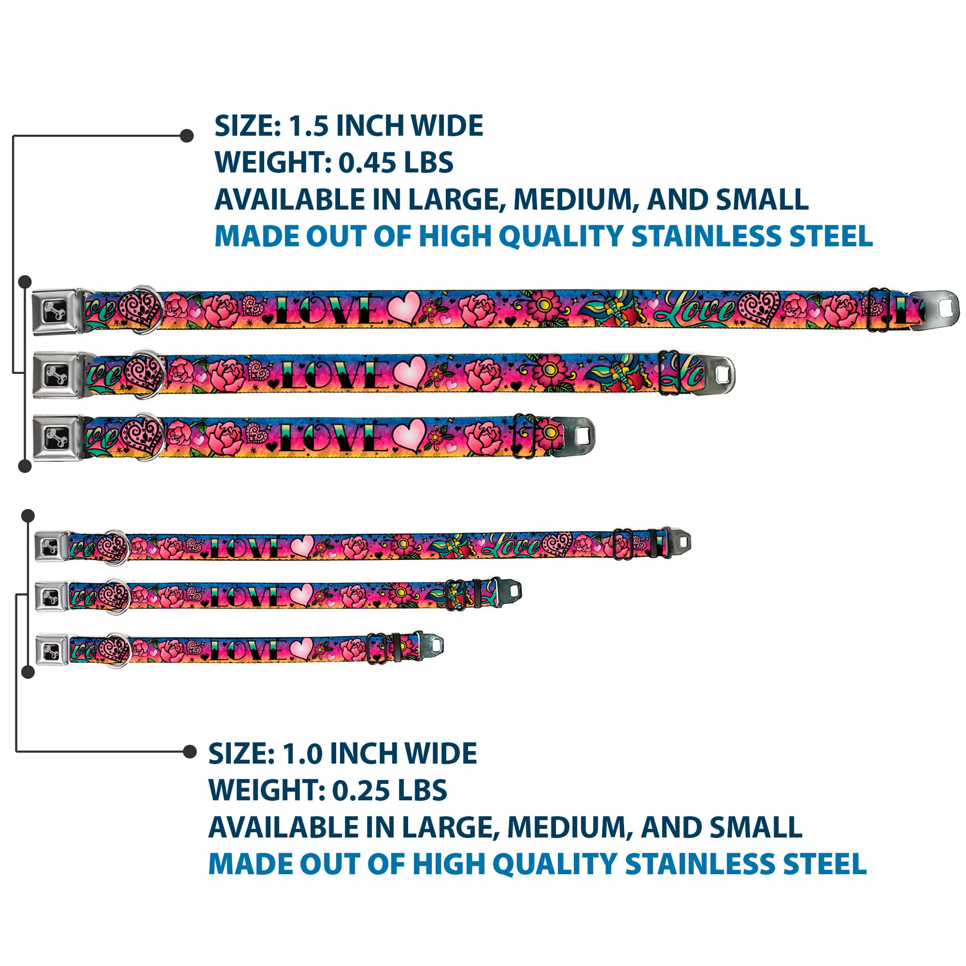 Dog Bone Seatbelt Buckle Collar - Love Love Purple Seatbelt Buckle Collars Buckle-Down