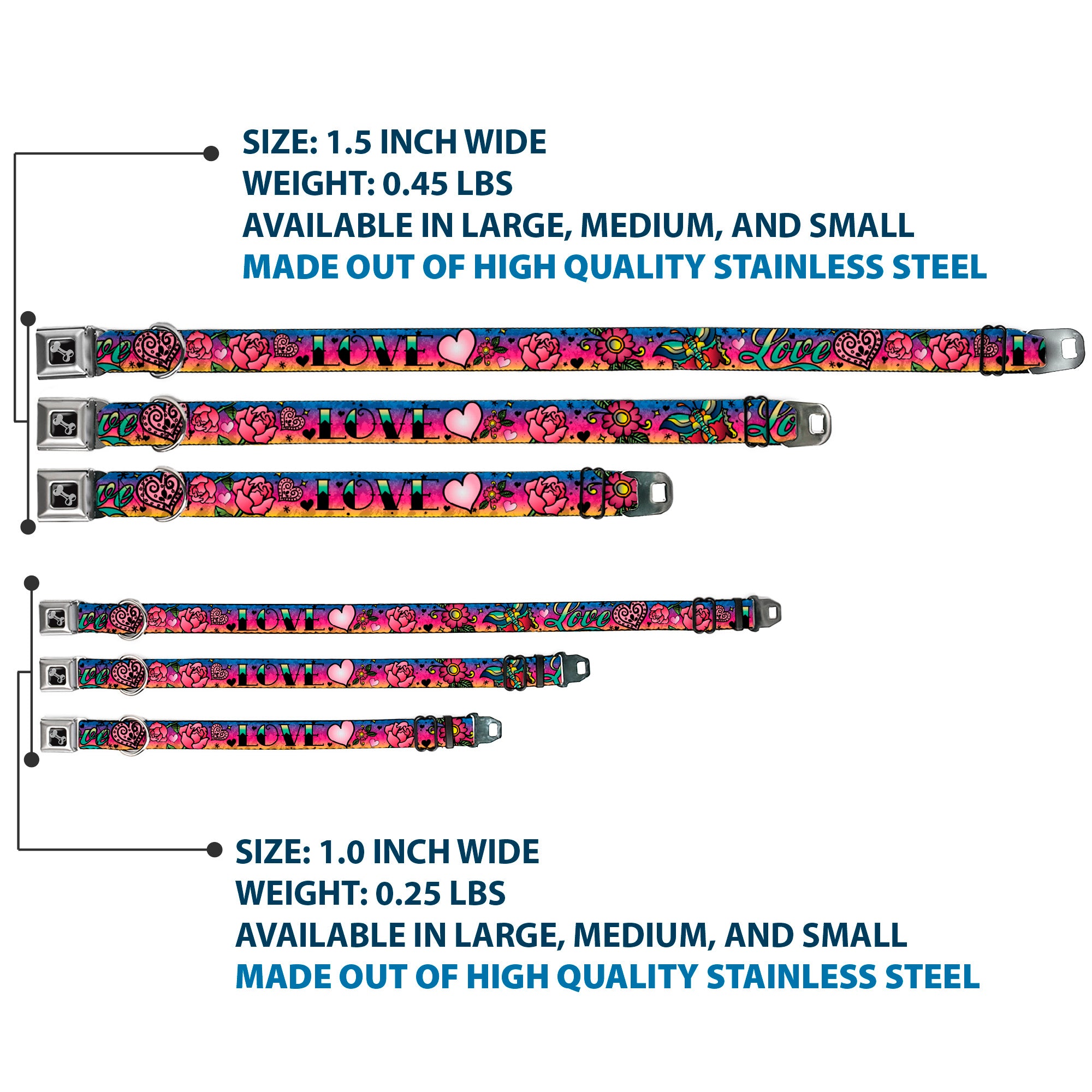 Dog Bone Seatbelt Buckle Collar - Love Love Purple Seatbelt Buckle Collars Buckle-Down