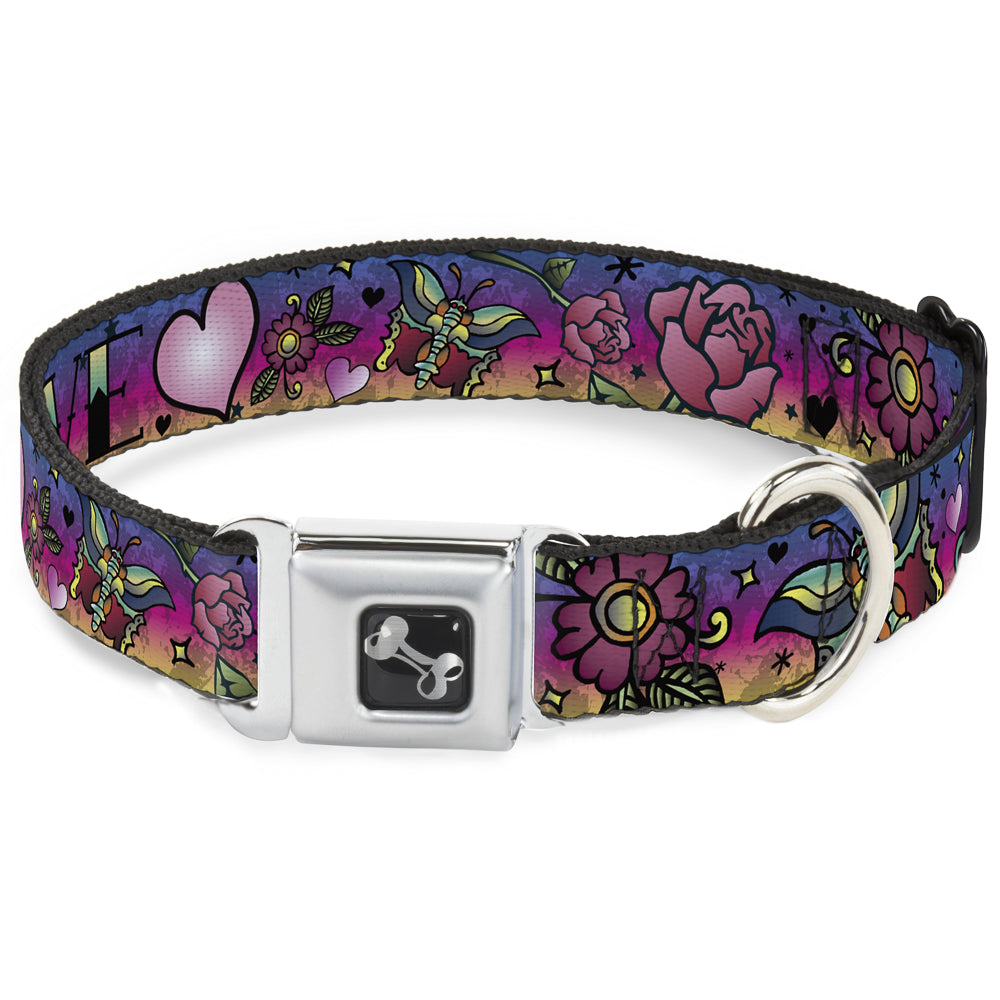Dog Bone Seatbelt Buckle Collar - Love Love Purple Seatbelt Buckle Collars Buckle-Down