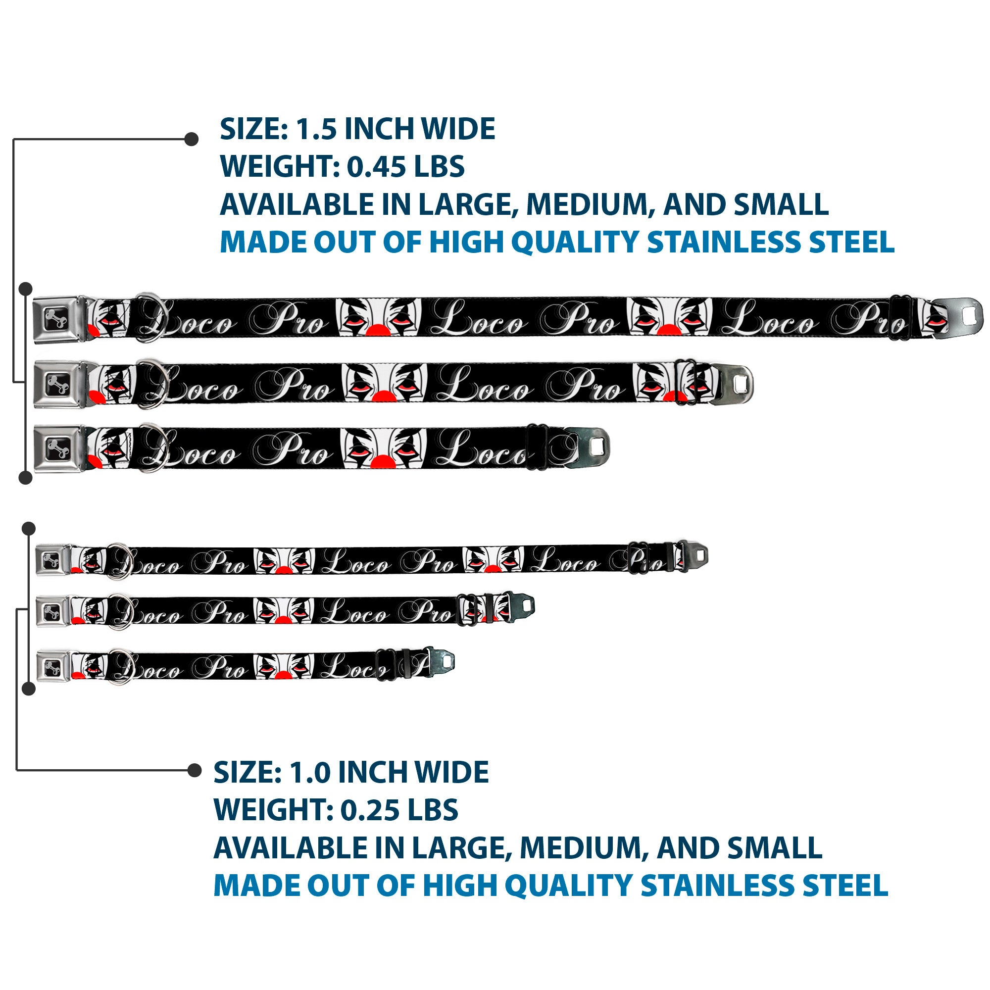 Buckle-Down Seatbelt Buckle Dog Collar - Loco Pro Clown Seatbelt Buckle Collars Buckle-Down