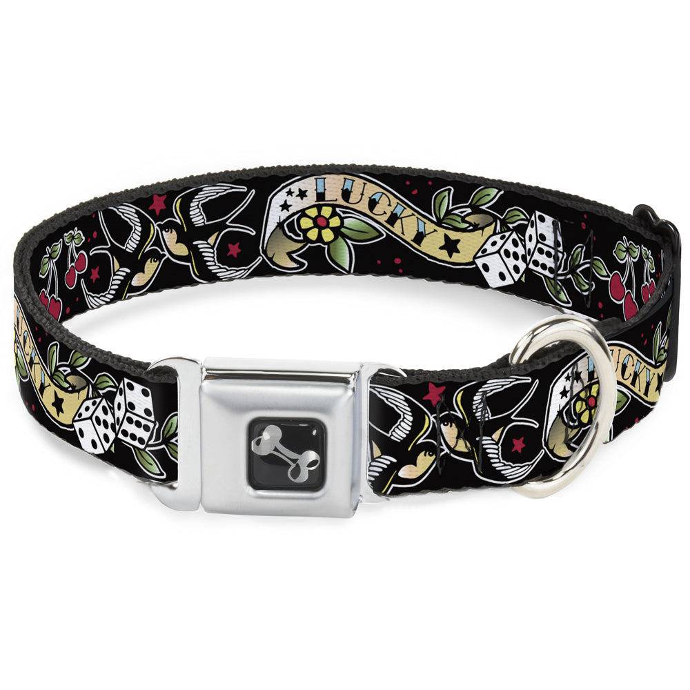 Dog Bone Seatbelt Buckle Collar - Lucky Black Seatbelt Buckle Collars Buckle-Down