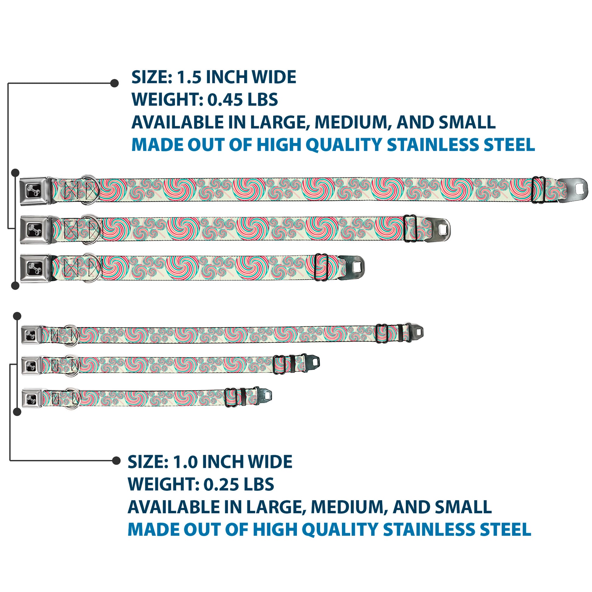 Dog Bone Seatbelt Buckle Collar - Lollipops Seatbelt Buckle Collars Buckle-Down