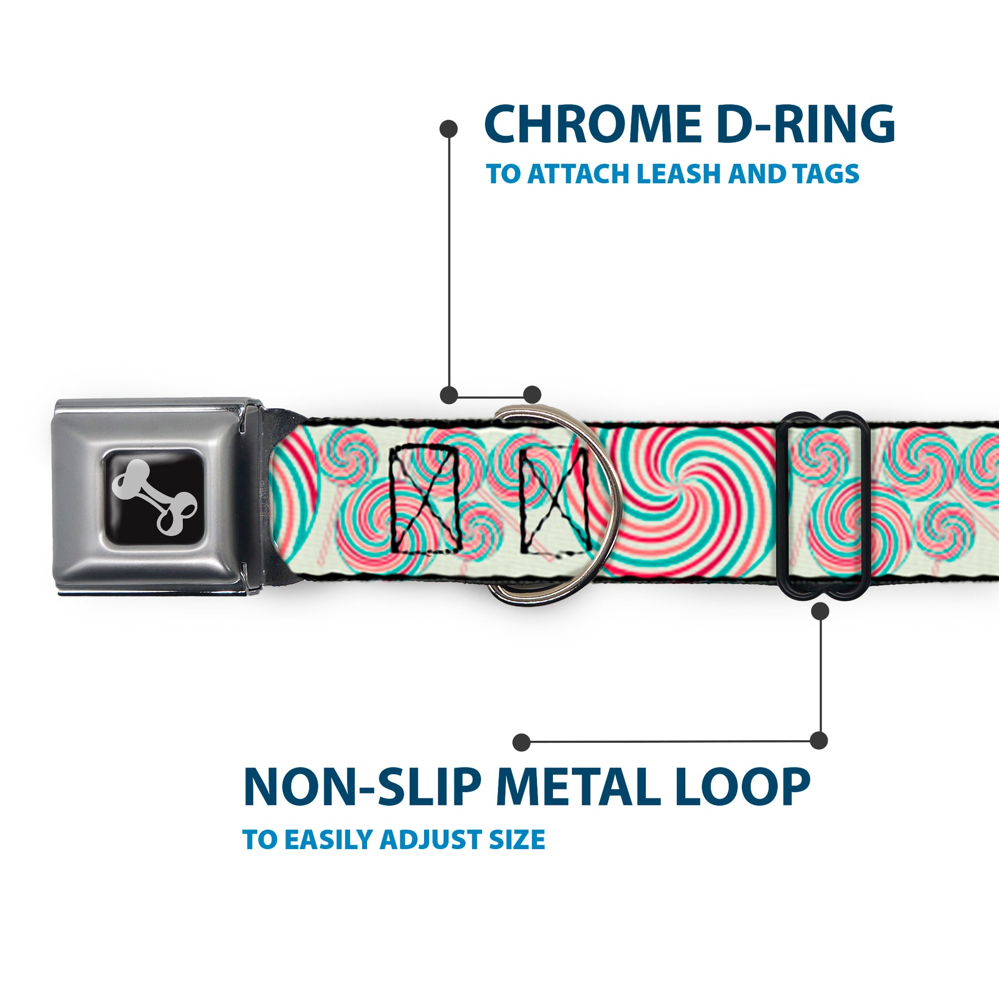 Dog Bone Seatbelt Buckle Collar - Lollipops Seatbelt Buckle Collars Buckle-Down