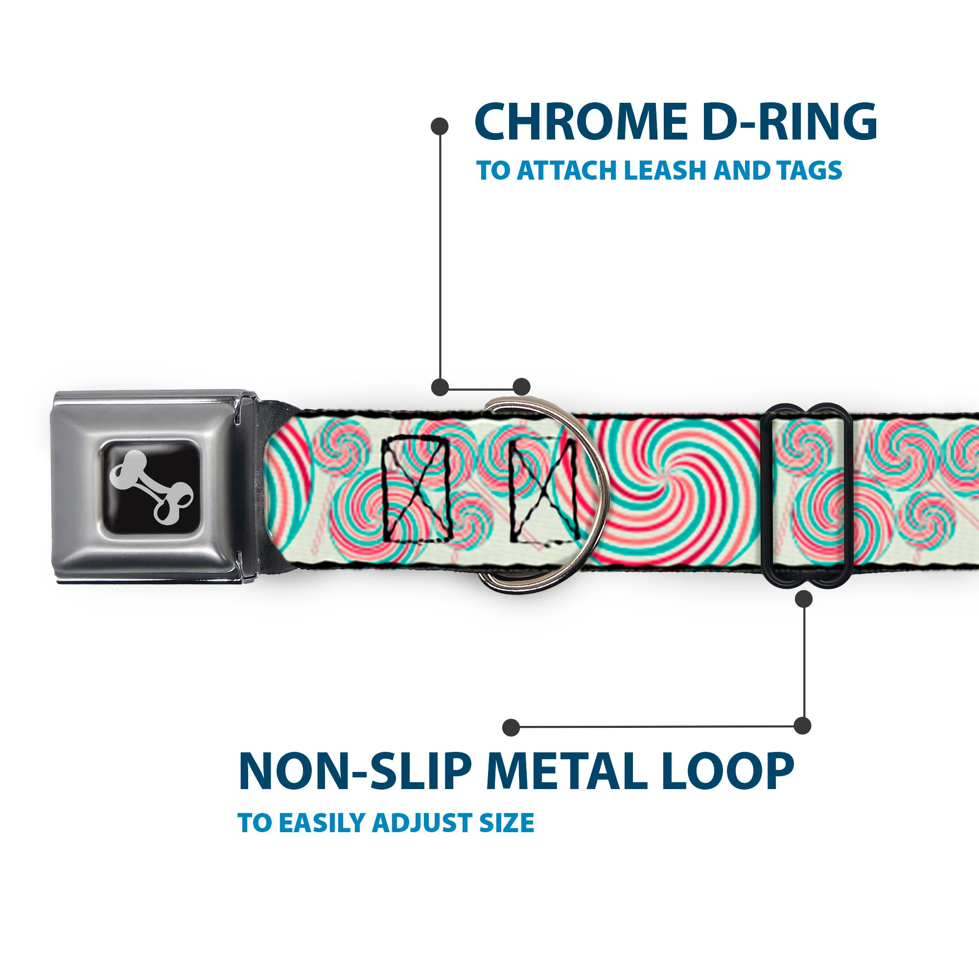 Dog Bone Seatbelt Buckle Collar - Lollipops Seatbelt Buckle Collars Buckle-Down