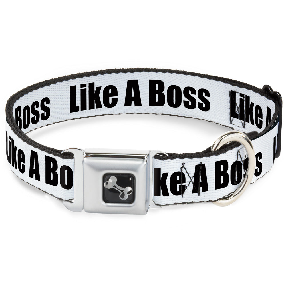 Dog Bone Seatbelt Buckle Collar - LIKE A BOSS White/Black Seatbelt Buckle Collars Buckle-Down