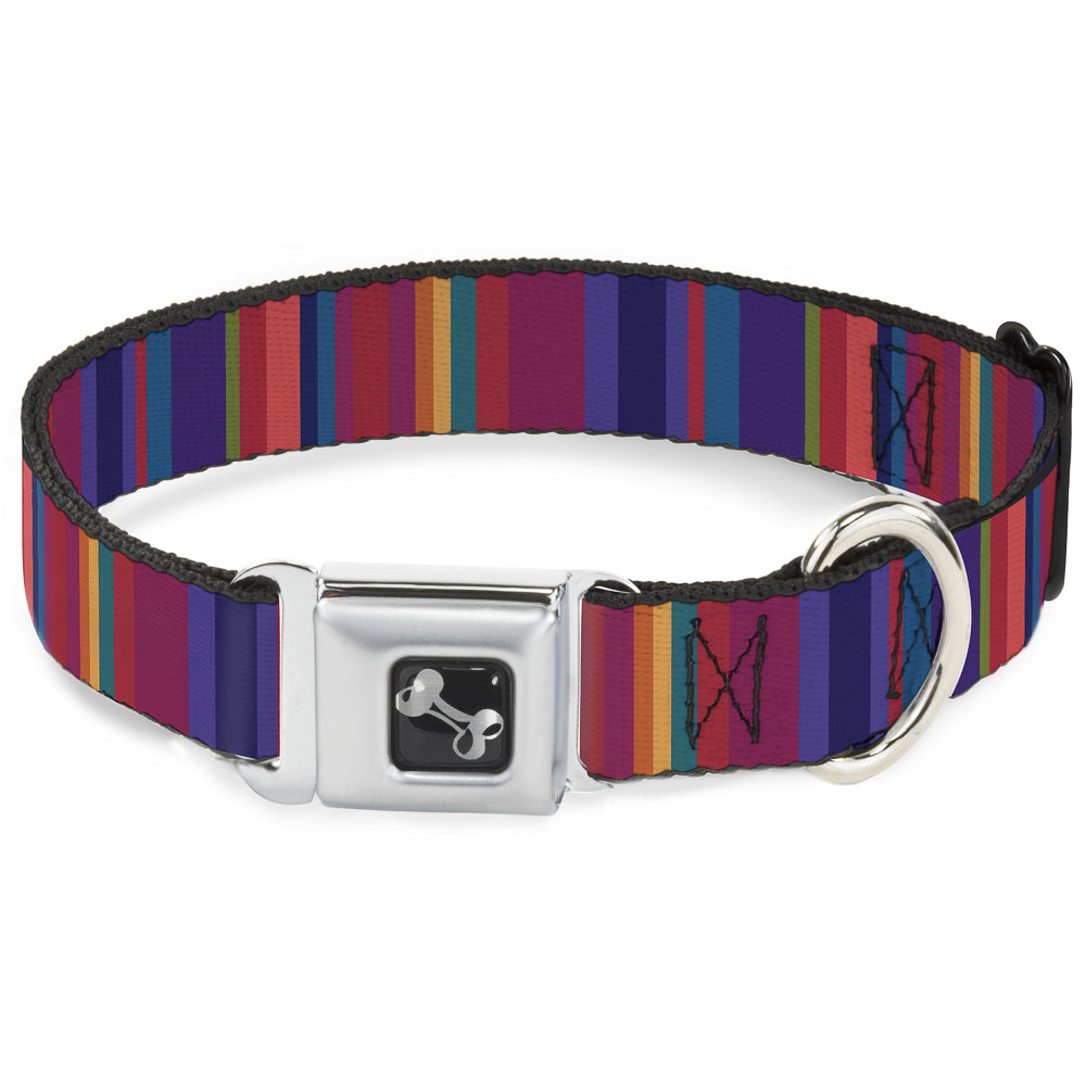 Dog Bone Seatbelt Buckle Collar - Lines Reds/Purples Seatbelt Buckle Collars Buckle-Down