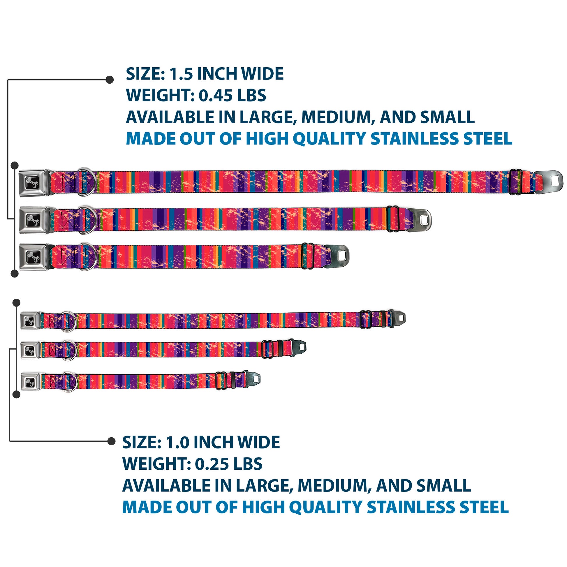 Dog Bone Seatbelt Buckle Collar - Lines Weathered Reds/Purples Seatbelt Buckle Collars Buckle-Down