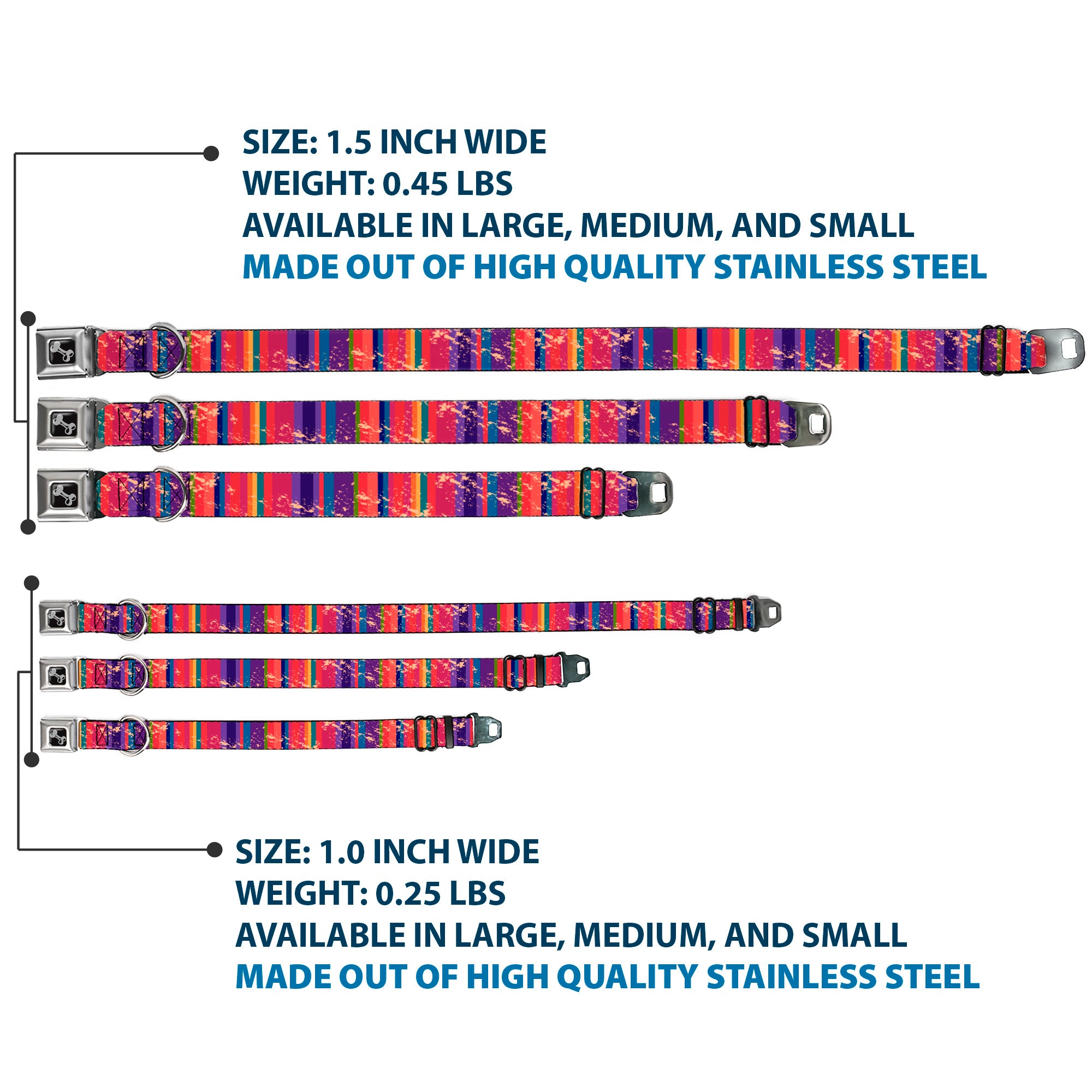 Dog Bone Seatbelt Buckle Collar - Lines Weathered Reds/Purples Seatbelt Buckle Collars Buckle-Down