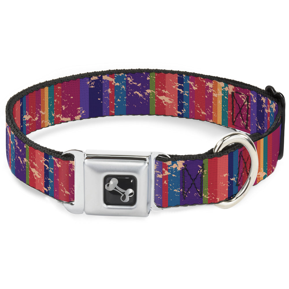 Dog Bone Seatbelt Buckle Collar - Lines Weathered Reds/Purples Seatbelt Buckle Collars Buckle-Down