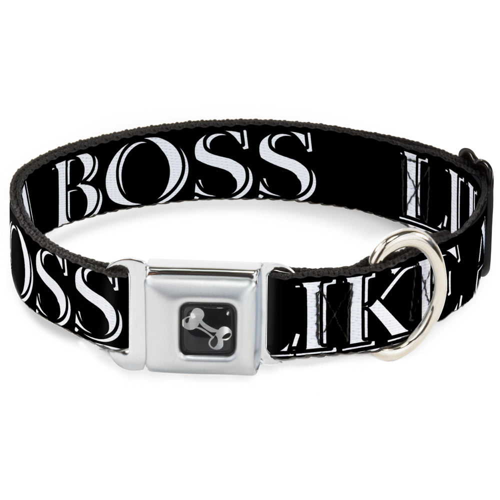 Dog Bone Seatbelt Buckle Collar - LIKE A BOSS2 Black/Red Seatbelt Buckle Collars Buckle-Down