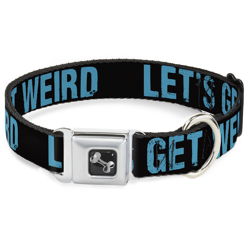 Dog Bone Seatbelt Buckle Collar - LET'S GET WEIRD Weathered Black/Bright Blue Seatbelt Buckle Collars Buckle-Down