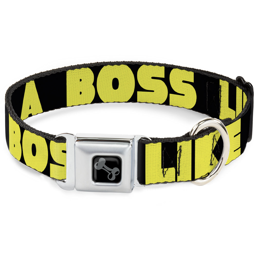 Dog Bone Black/Silver Seatbelt Buckle Collar - LIKE A BOSS Black/Yellow Seatbelt Buckle Collars Buckle-Down