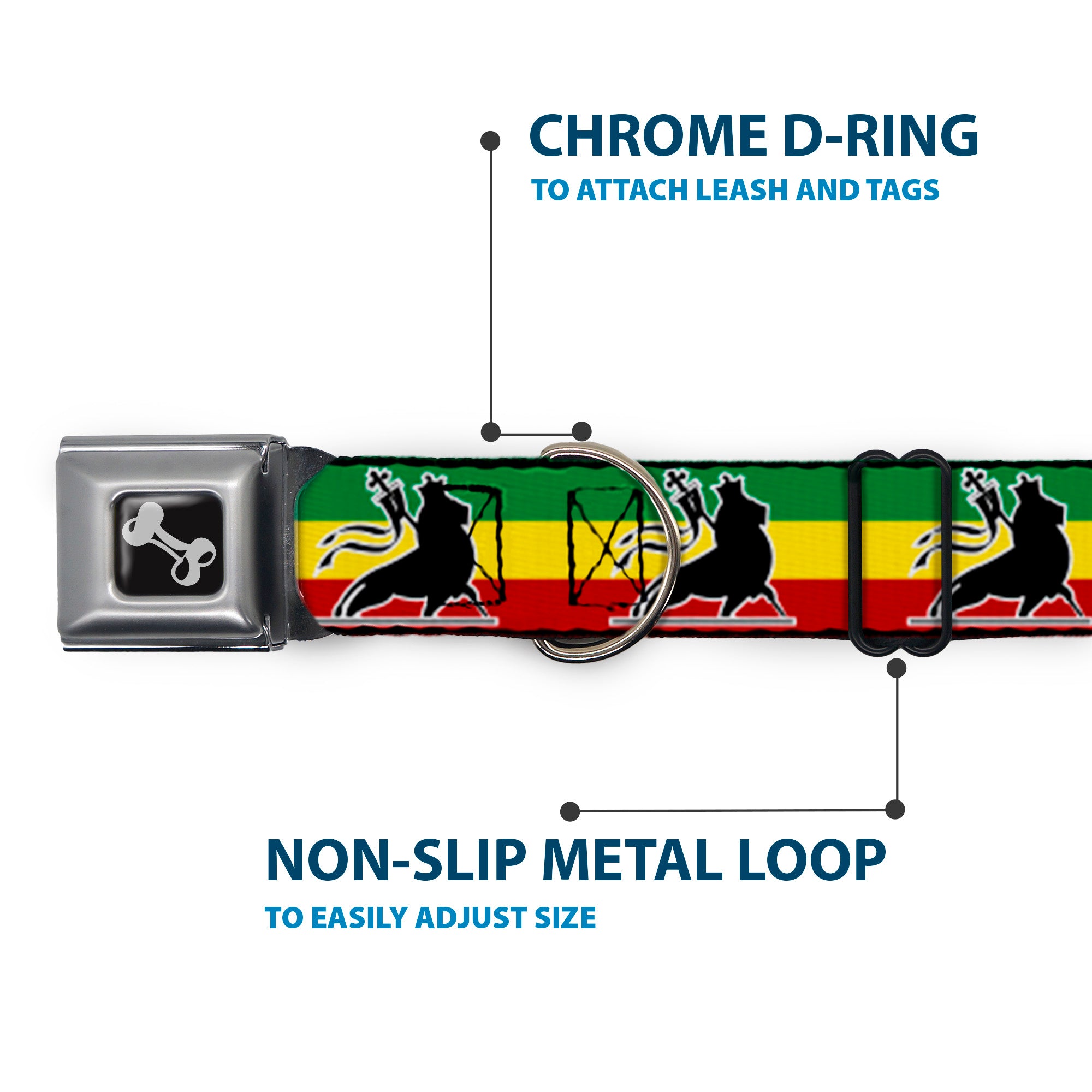 Dog Bone Seatbelt Buckle Collar - Lion of Zion Repeat Seatbelt Buckle Collars Buckle-Down