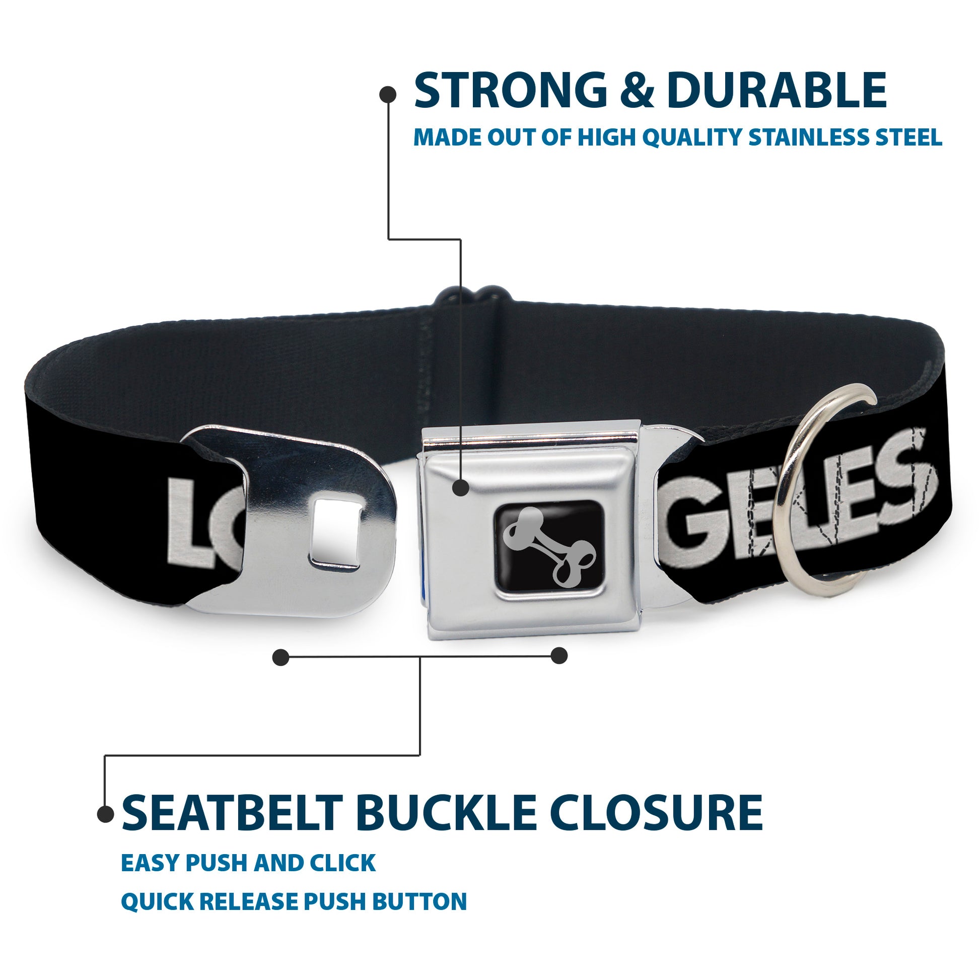 Dog Bone Seatbelt Buckle Collar - LOS F*CKIN' ANGELES Mustache Black/White/Pink Seatbelt Buckle Collars Buckle-Down