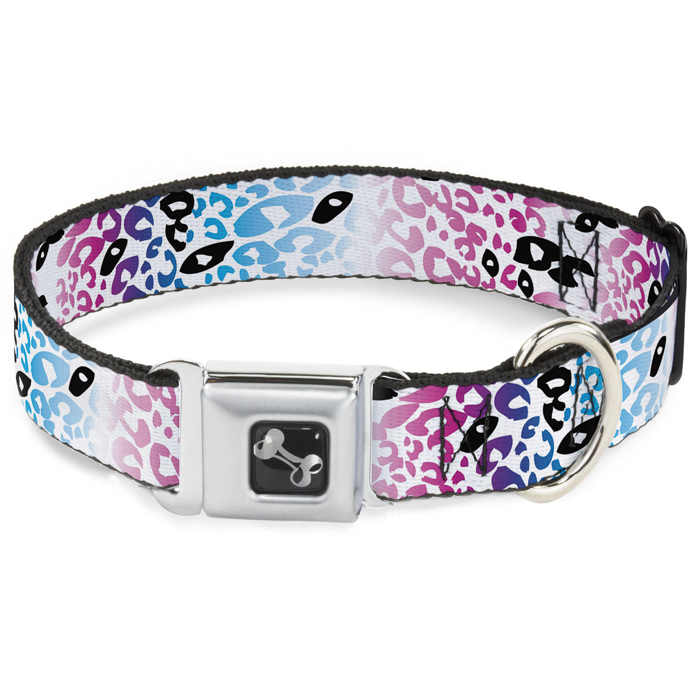 Dog Bone Seatbelt Buckle Collar - Leopard White/Pinks/Blues/Black Seatbelt Buckle Collars Buckle-Down