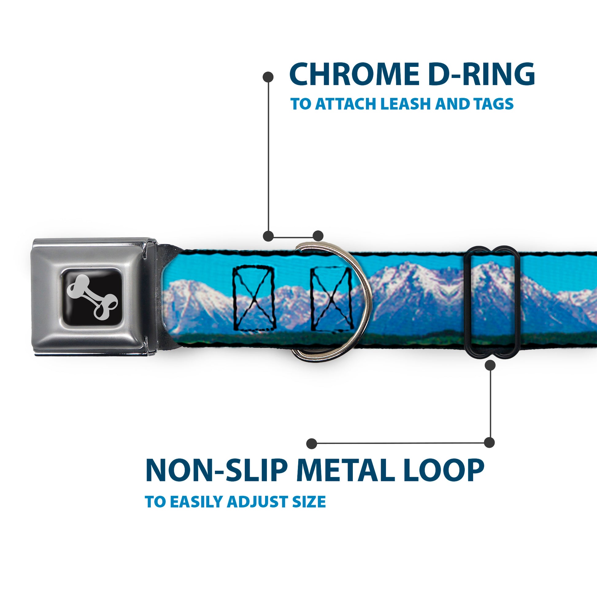 Dog Bone Seatbelt Buckle Collar - Landscape Snowy Mountains Seatbelt Buckle Collars Buckle-Down