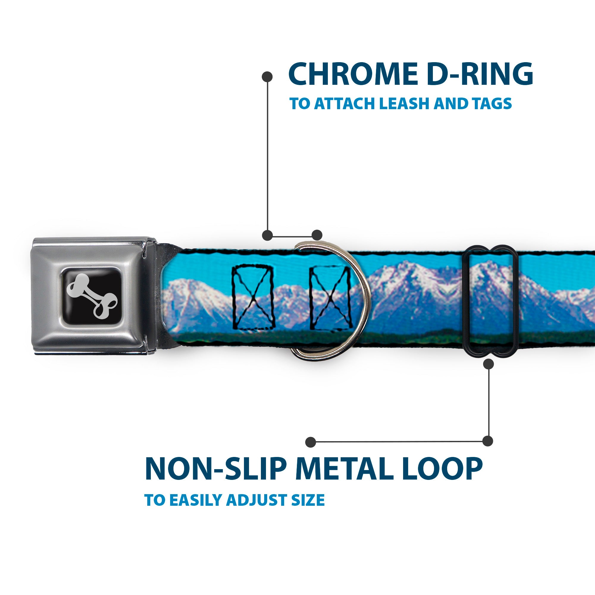 Dog Bone Seatbelt Buckle Collar - Landscape Snowy Mountains Seatbelt Buckle Collars Buckle-Down
