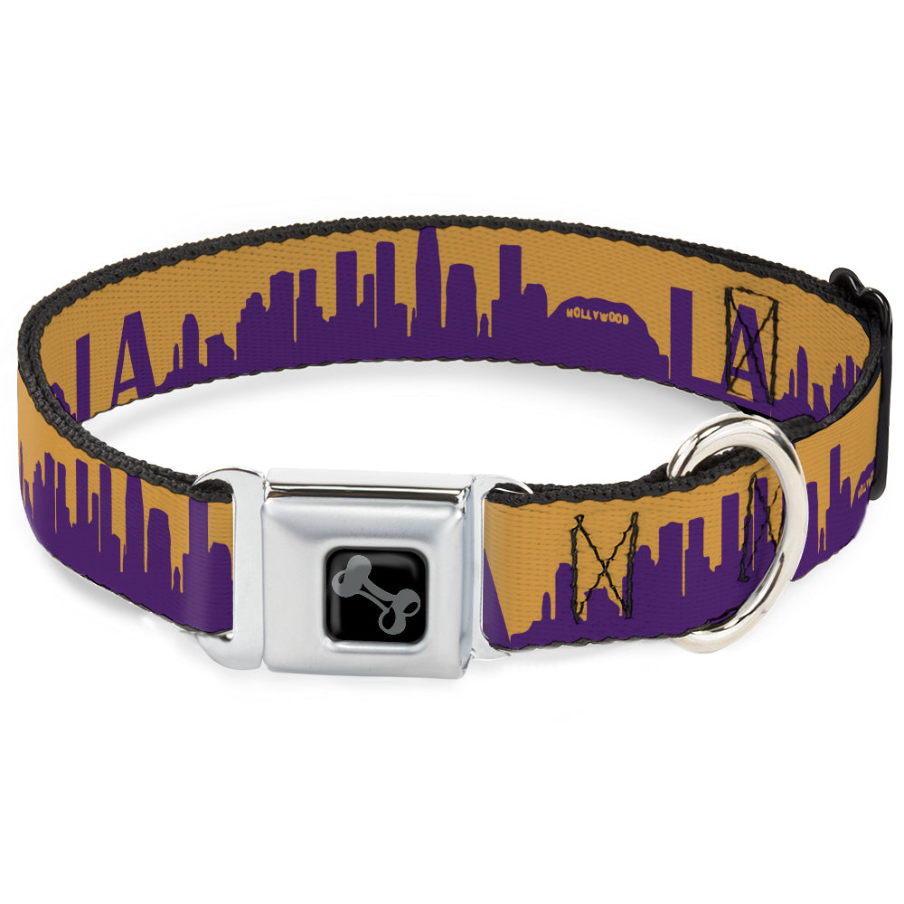 Dog Bone Black/Silver Seatbelt Buckle Collar - Los Angeles Solid Skyline/LA Gold/Purple Seatbelt Buckle Collars Buckle-Down