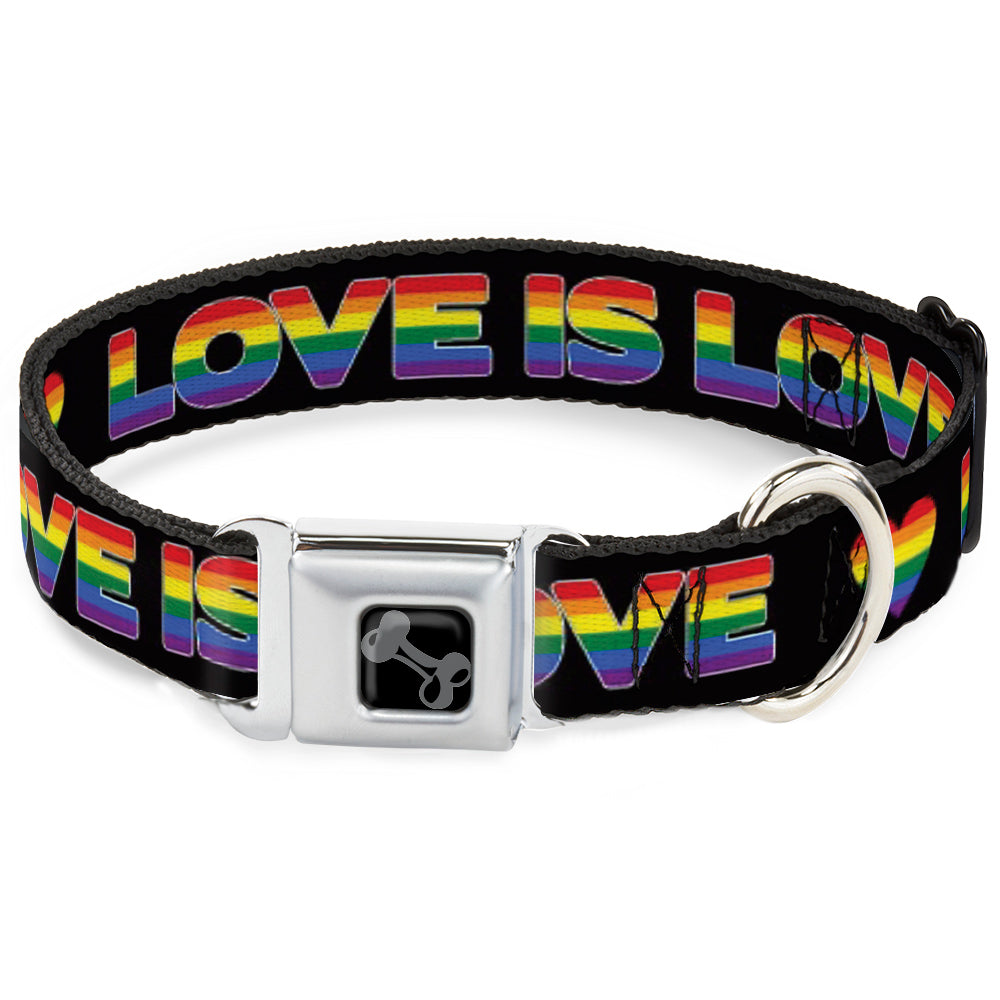 Dog Bone Black/Silver Seatbelt Buckle Collar - LOVE IS LOVE/Heart Black/Rainbow Seatbelt Buckle Collars Buckle-Down