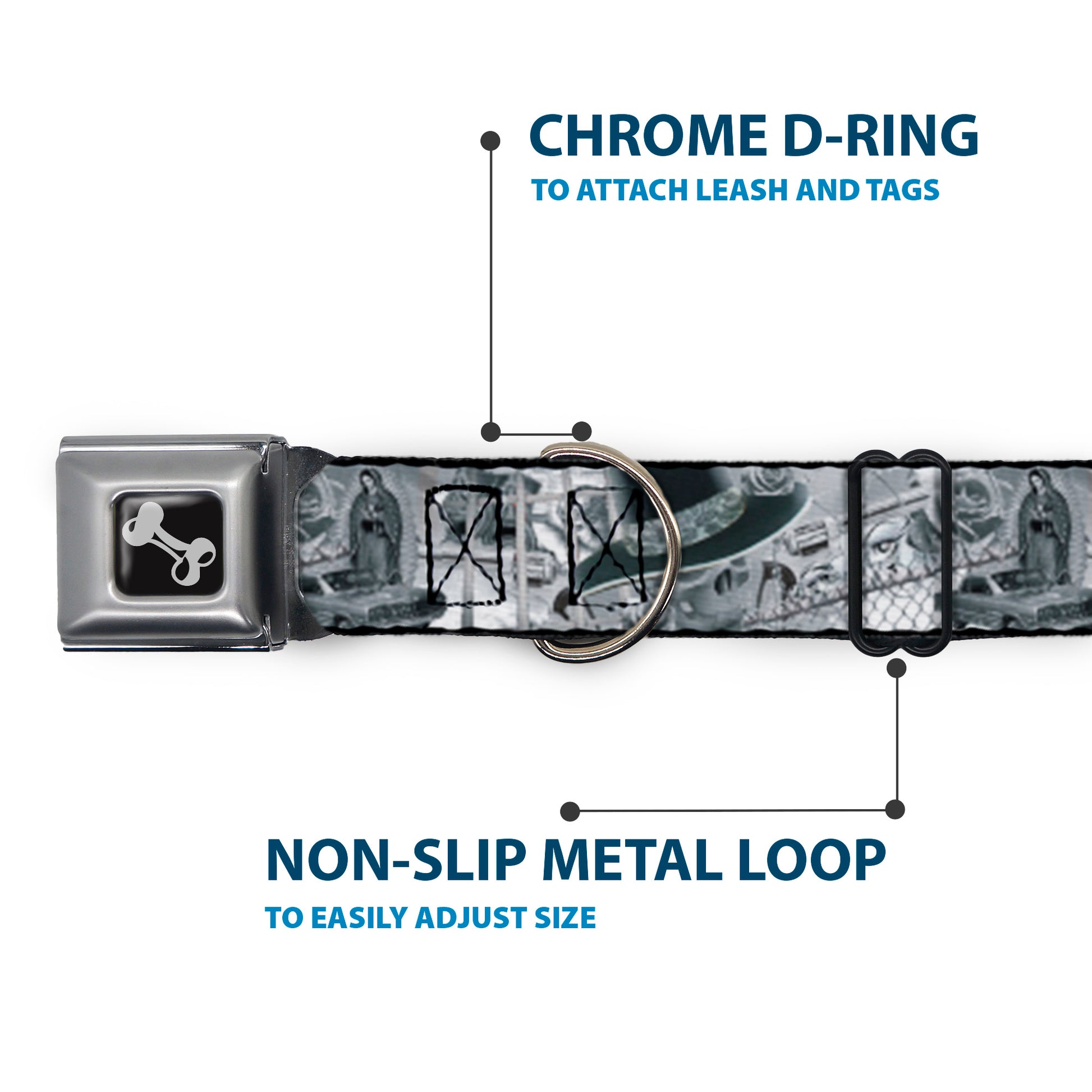 Dog Bone Seatbelt Buckle Collar - Mi Vida Loca Seatbelt Buckle Collars Buckle-Down