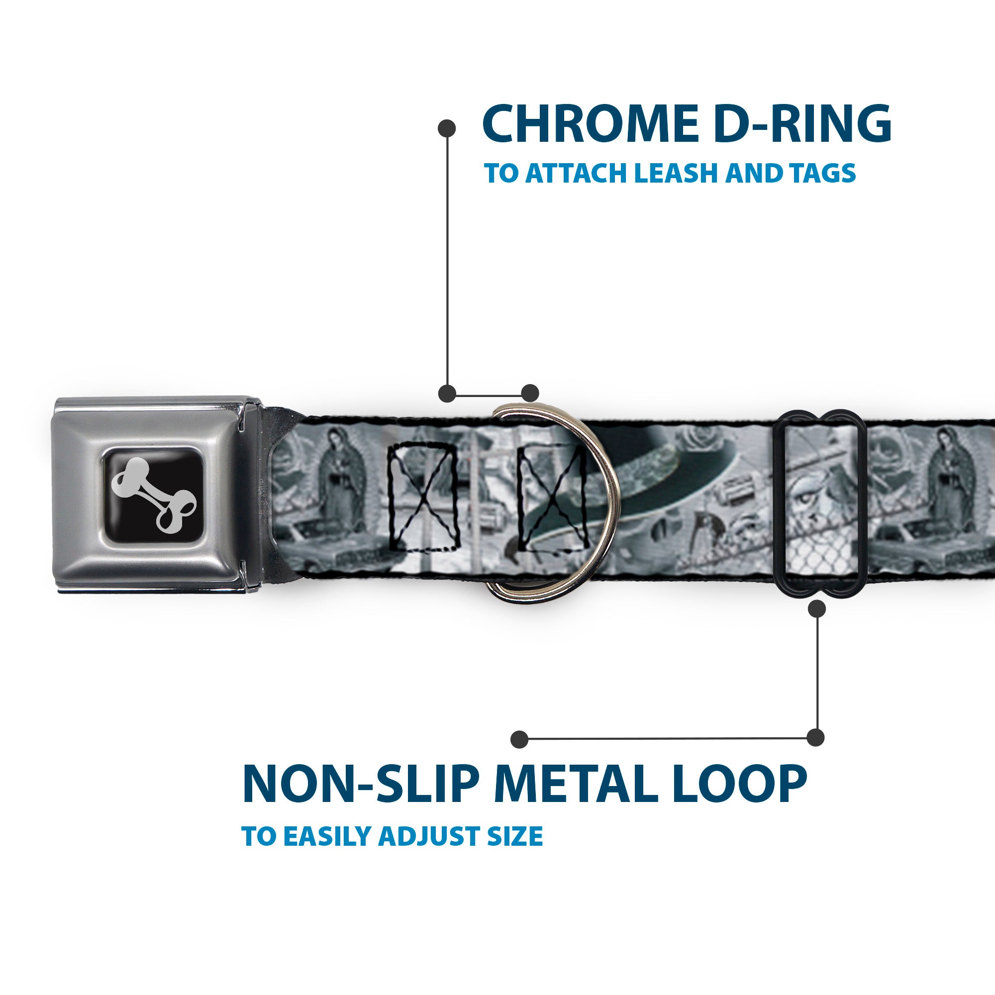 Dog Bone Seatbelt Buckle Collar - Mi Vida Loca Seatbelt Buckle Collars Buckle-Down