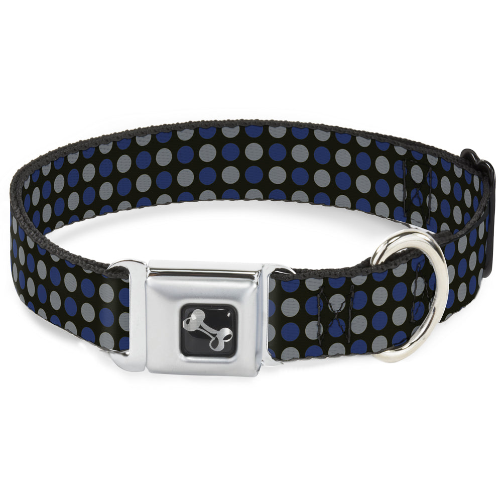 Dog Bone Seatbelt Buckle Collar - Mini Polka Dots Black/Blue/Gray Seatbelt Buckle Collars Buckle-Down