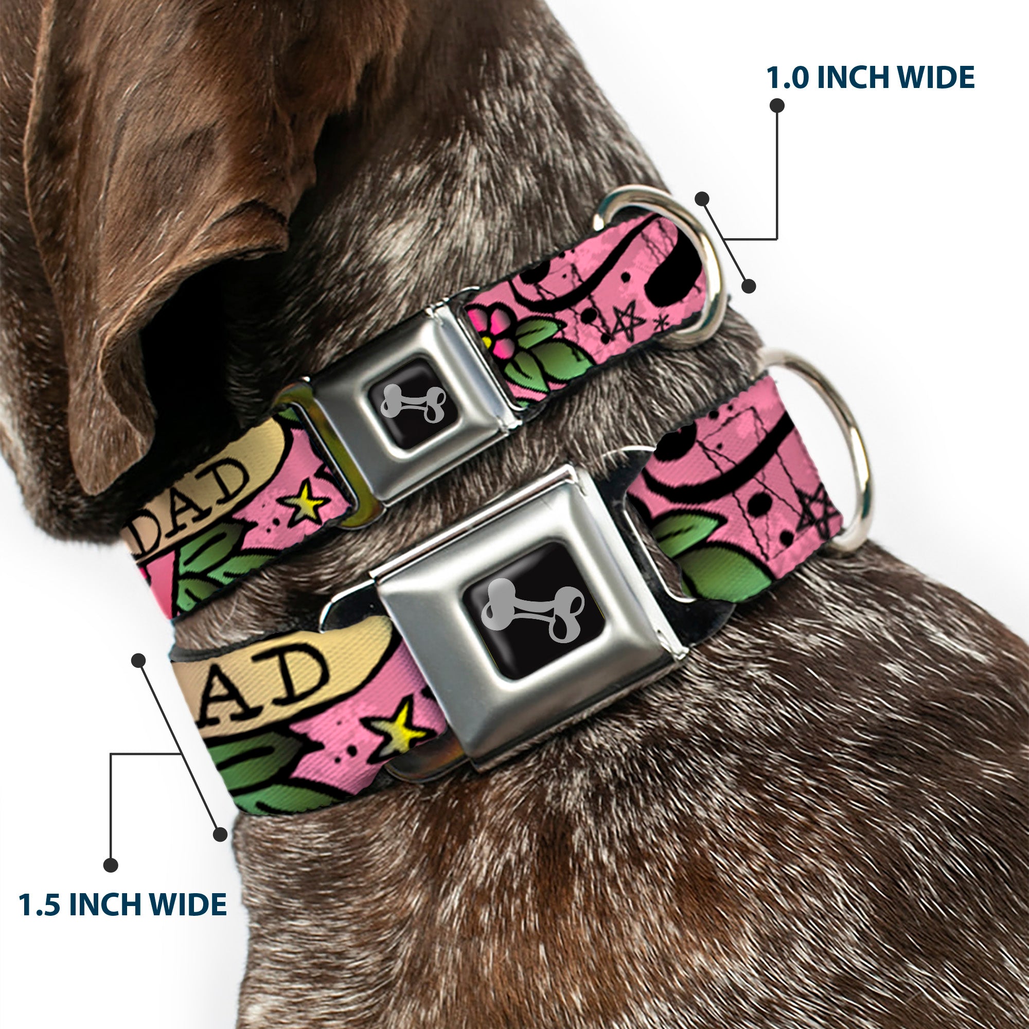 Dog Bone Seatbelt Buckle Collar - Mom & Dad Pink Seatbelt Buckle Collars Buckle-Down