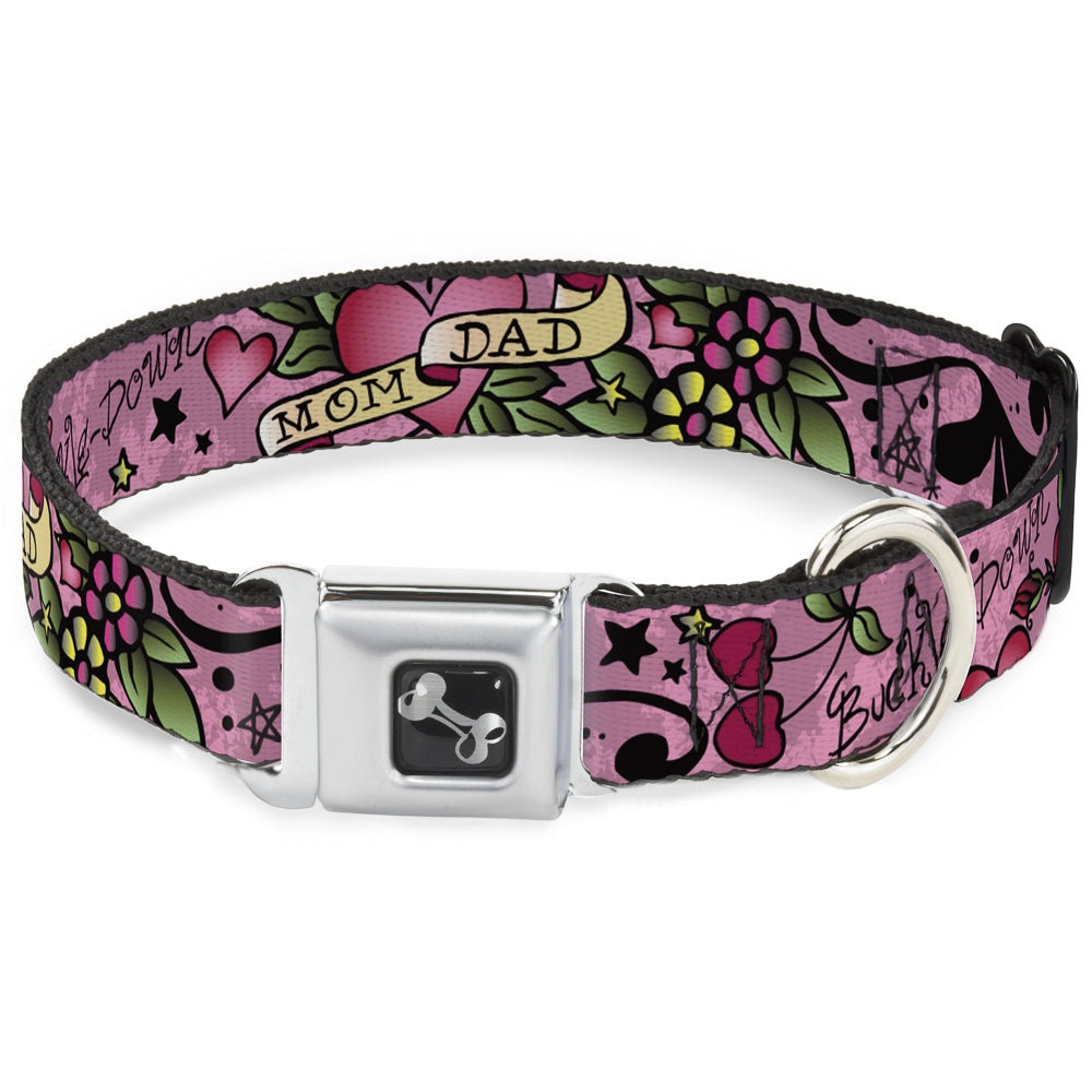 Dog Bone Seatbelt Buckle Collar - Mom & Dad Pink Seatbelt Buckle Collars Buckle-Down