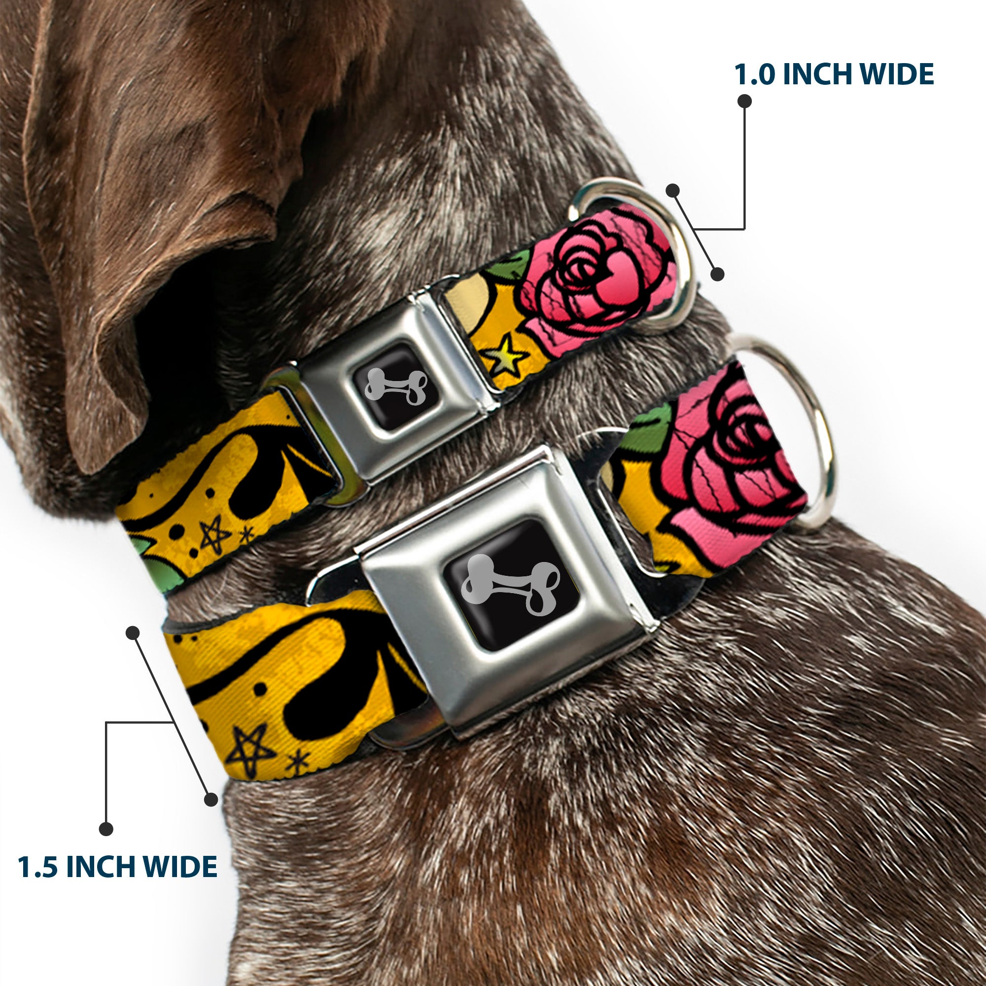Dog Bone Seatbelt Buckle Collar - Mom & Dad Yellow Seatbelt Buckle Collars Buckle-Down