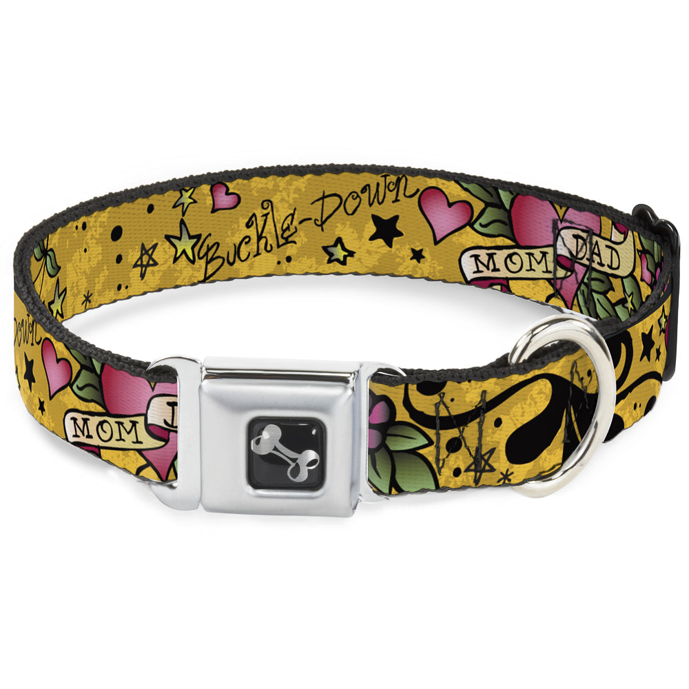 Dog Bone Seatbelt Buckle Collar - Mom & Dad Yellow Seatbelt Buckle Collars Buckle-Down