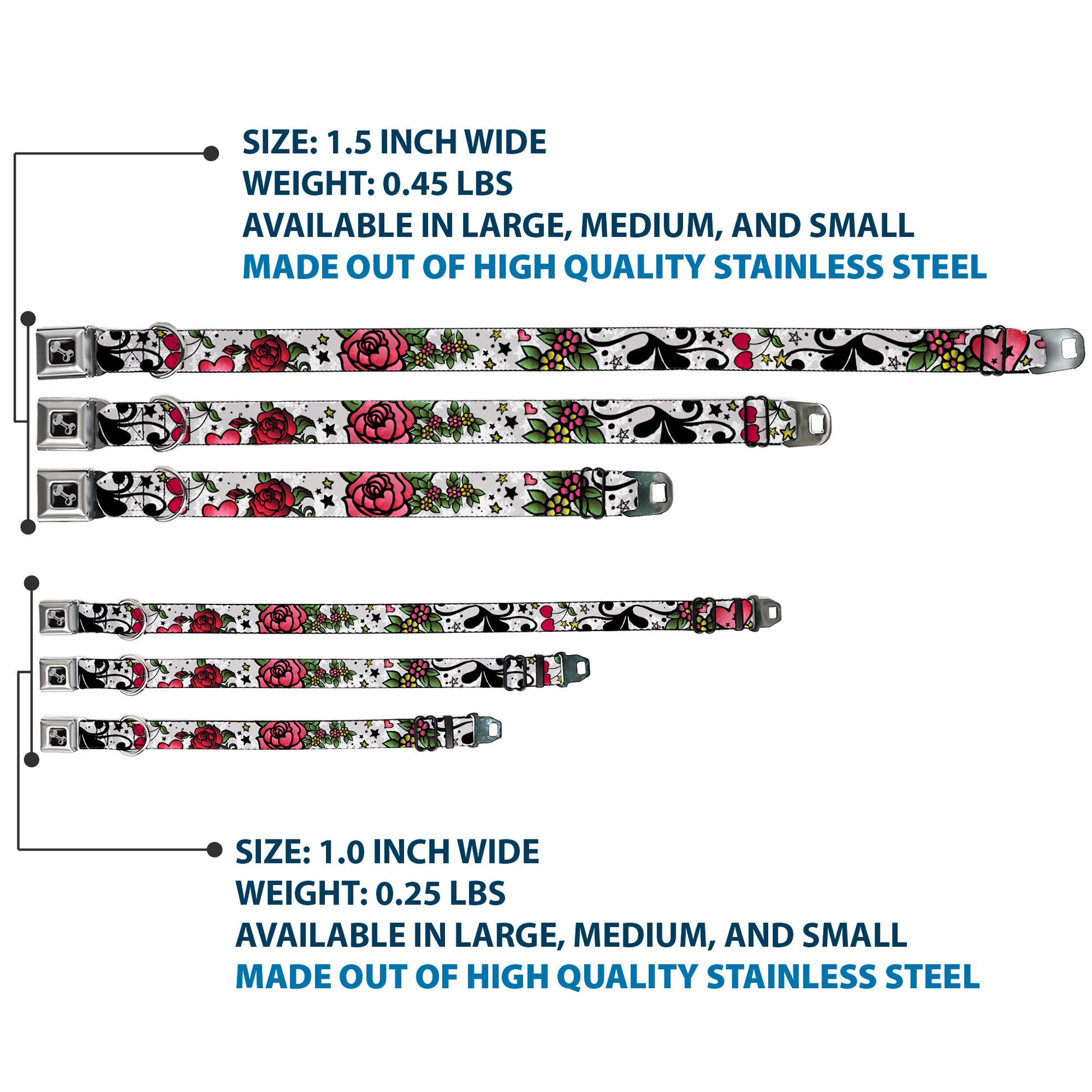 Dog Bone Seatbelt Buckle Collar - Mom & Dad CLOSE-UP White Seatbelt Buckle Collars Buckle-Down