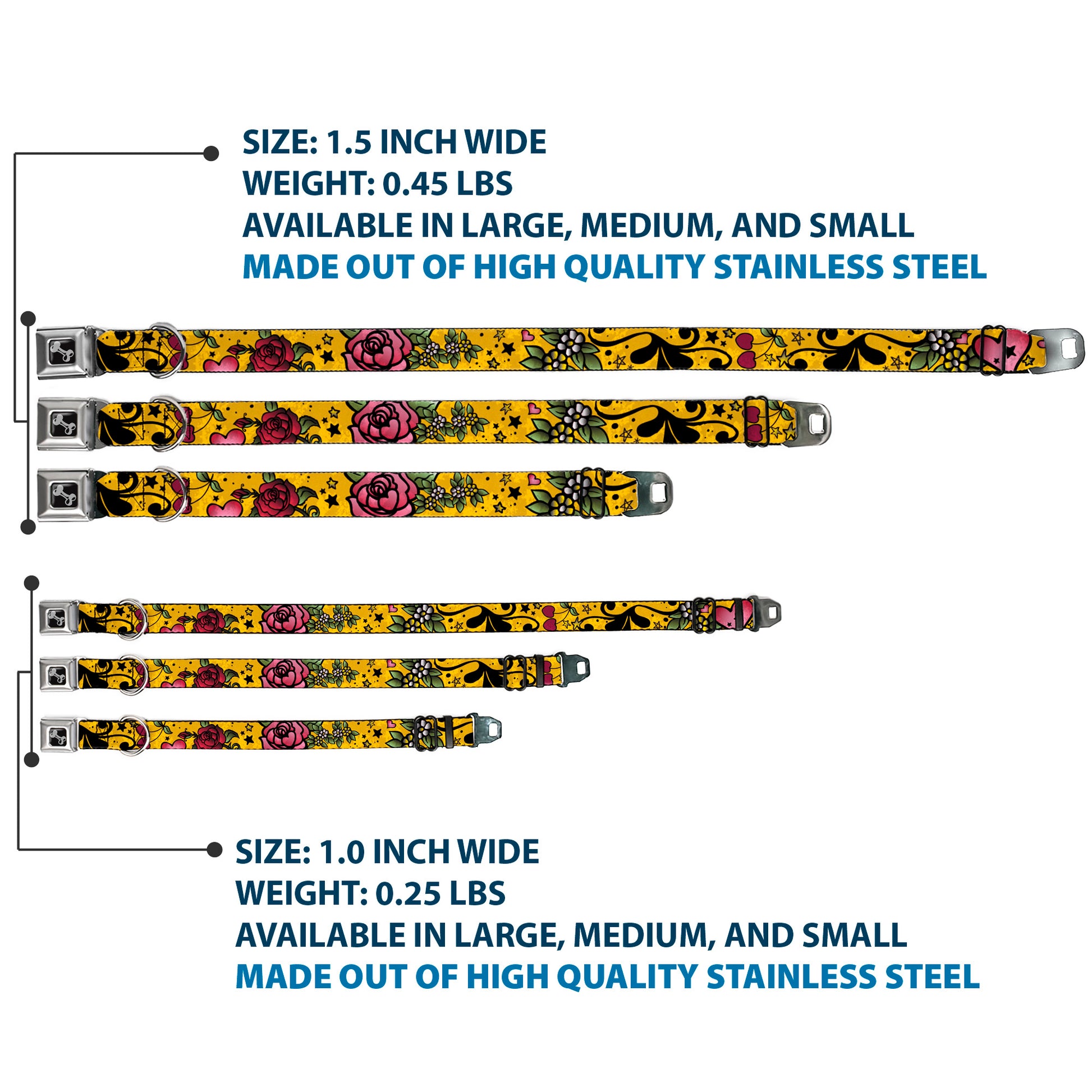 Dog Bone Seatbelt Buckle Collar - Mom & Dad CLOSE-UP Yellow Seatbelt Buckle Collars Buckle-Down