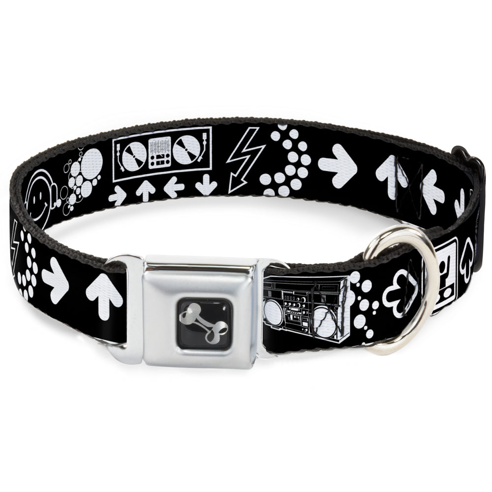 Dog Bone Seatbelt Buckle Collar - Music Happy Face Seatbelt Buckle Collars Buckle-Down