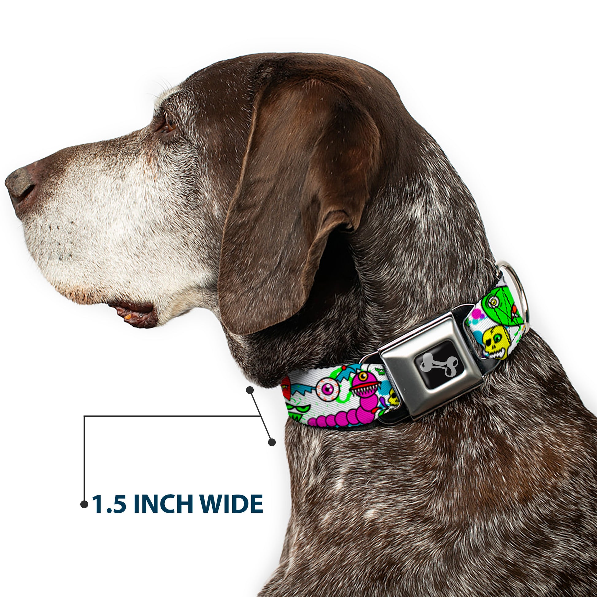 Dog Bone Seatbelt Buckle Collar - Monsters White Seatbelt Buckle Collars Buckle-Down
