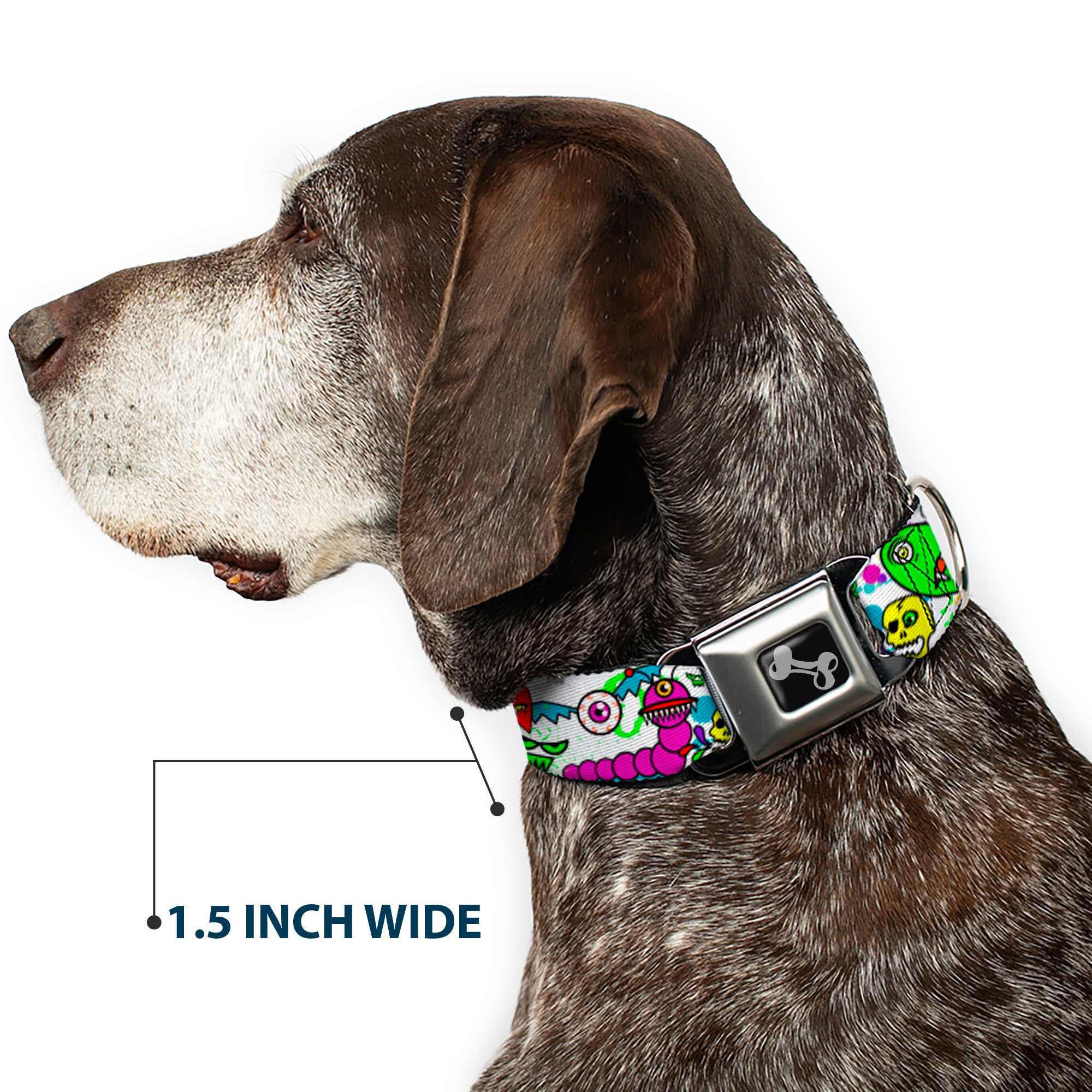 Dog Bone Seatbelt Buckle Collar - Monsters White Seatbelt Buckle Collars Buckle-Down