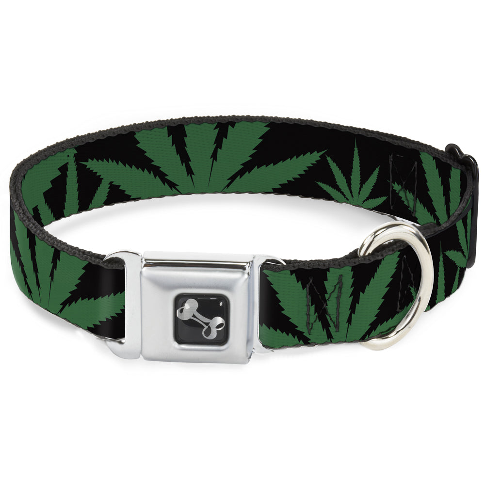 Buckle-Down Seatbelt Buckle Dog Collar - Marijuana Leaf Close-Up Seatbelt Buckle Collars Buckle-Down