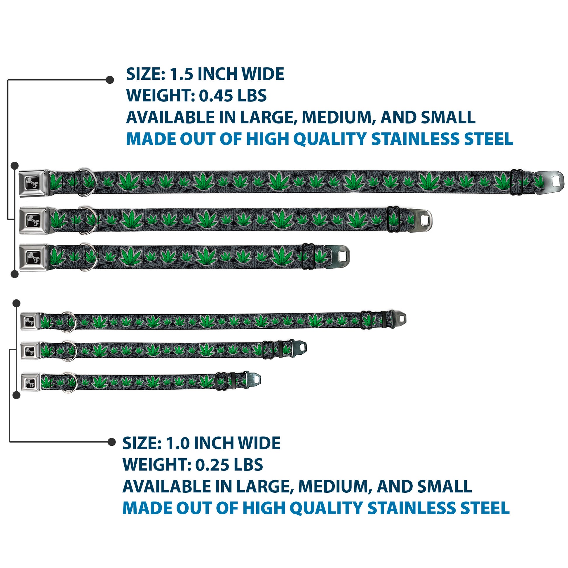 Buckle-Down Seatbelt Buckle Dog Collar - Marijuana Haze Black Seatbelt Buckle Collars Buckle-Down