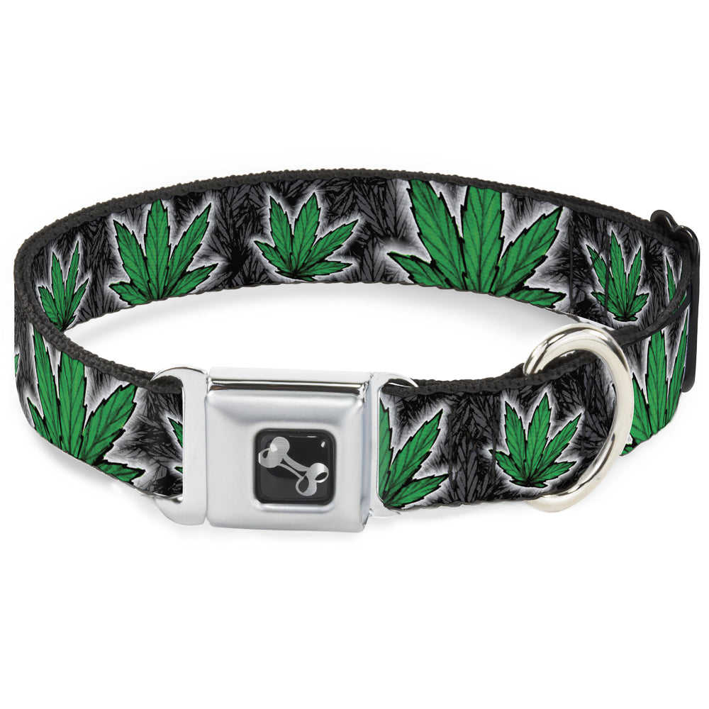 Buckle-Down Seatbelt Buckle Dog Collar - Marijuana Haze Black Seatbelt Buckle Collars Buckle-Down
