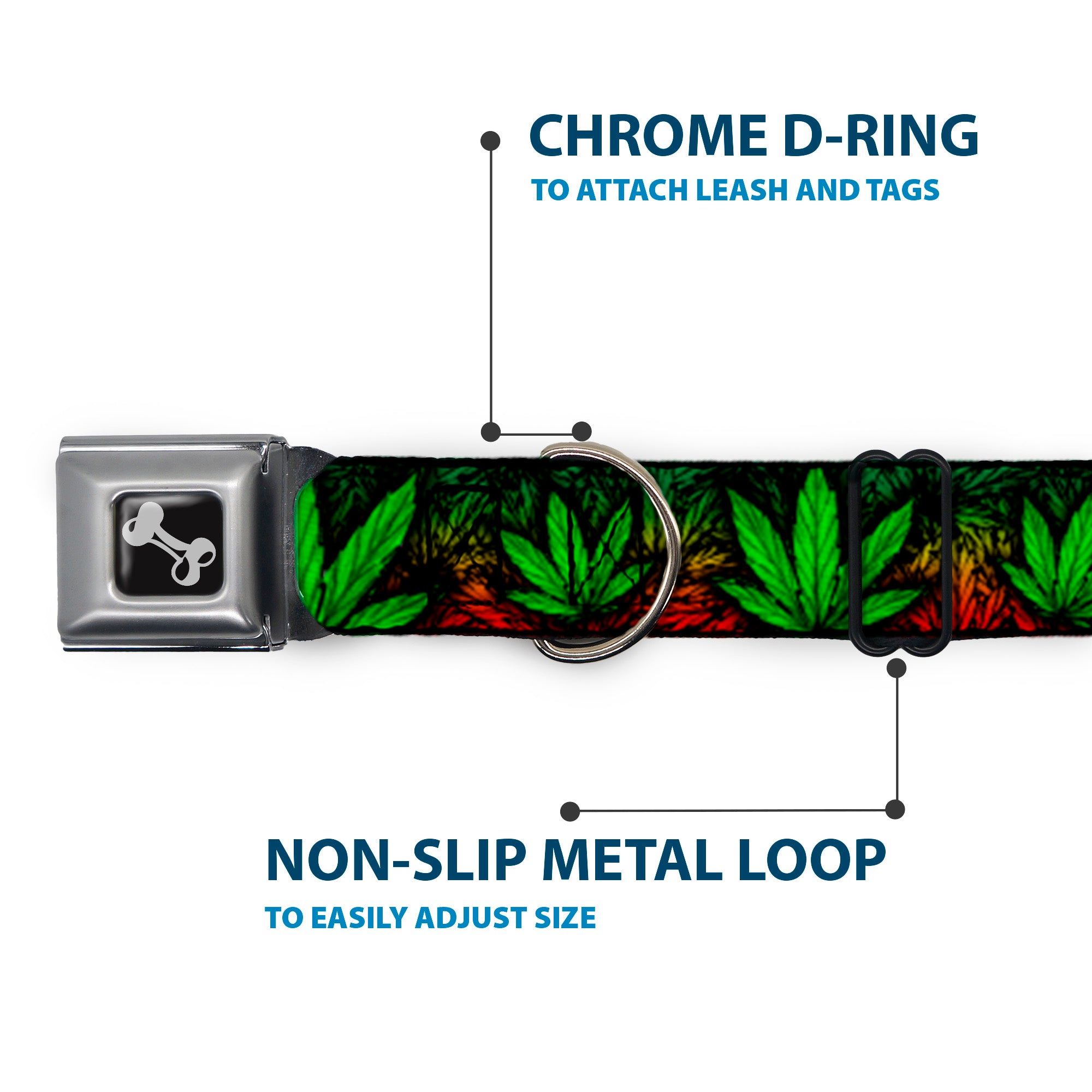Buckle-Down Seatbelt Buckle Dog Collar - Marijuana Haze Rasta/Black Seatbelt Buckle Collars Buckle-Down