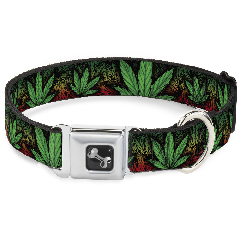 Buckle-Down Seatbelt Buckle Dog Collar - Marijuana Haze Rasta/Black Seatbelt Buckle Collars Buckle-Down