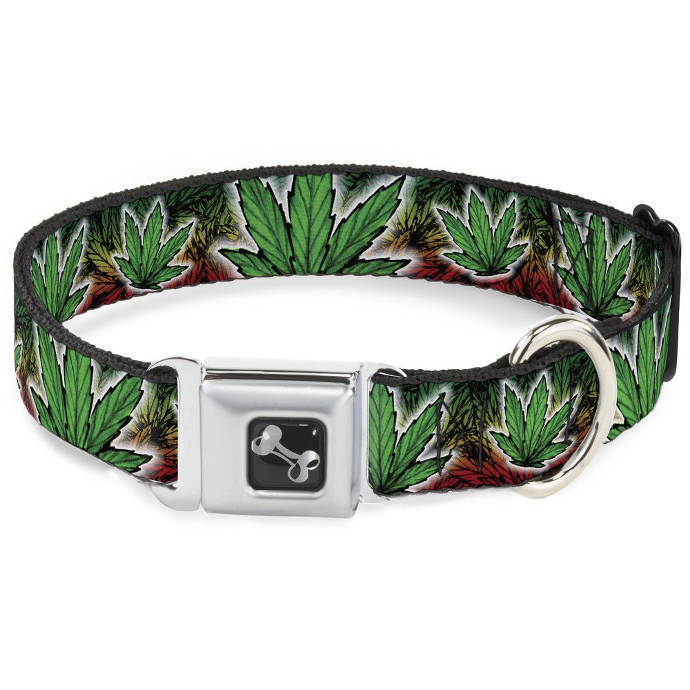 Buckle-Down Seatbelt Buckle Dog Collar - Marijuana Haze Rasta/White Seatbelt Buckle Collars Buckle-Down