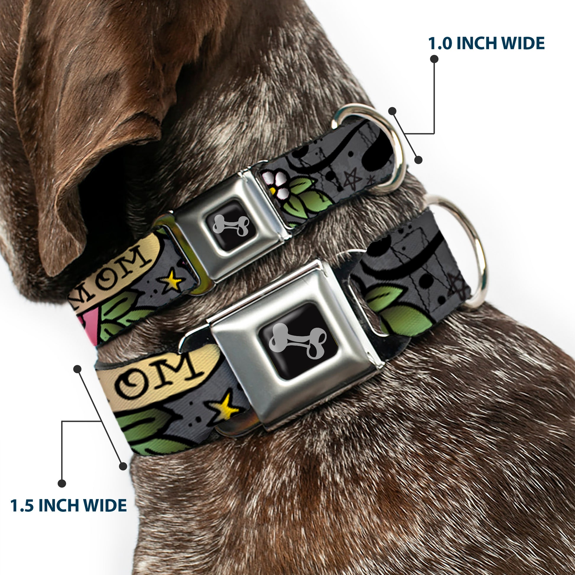 Dog Bone Seatbelt Buckle Collar - Mom & Mom Gray Seatbelt Buckle Collars Buckle-Down