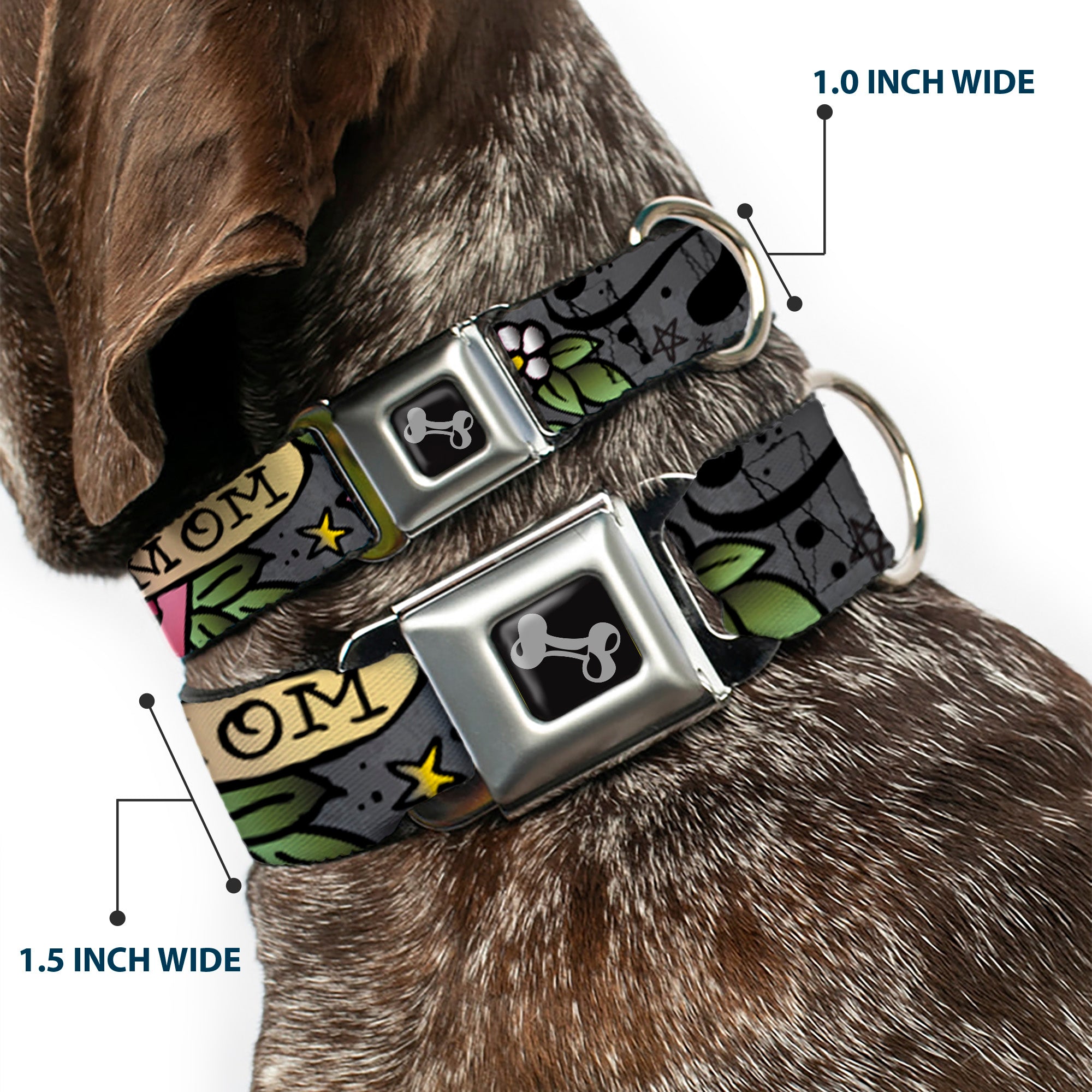 Dog Bone Seatbelt Buckle Collar - Mom & Mom Gray Seatbelt Buckle Collars Buckle-Down