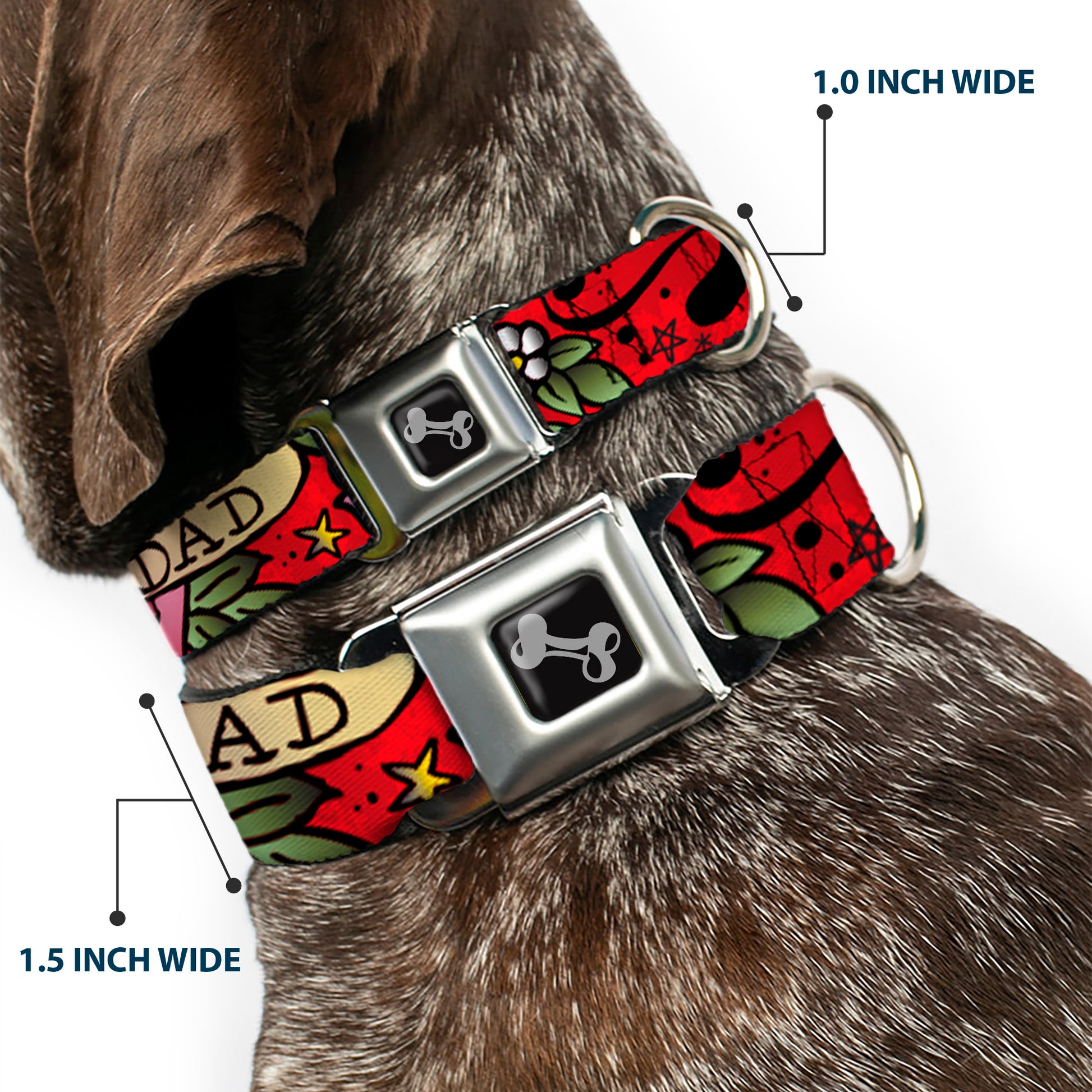 Dog Bone Seatbelt Buckle Collar - Mom & Dad Red Seatbelt Buckle Collars Buckle-Down