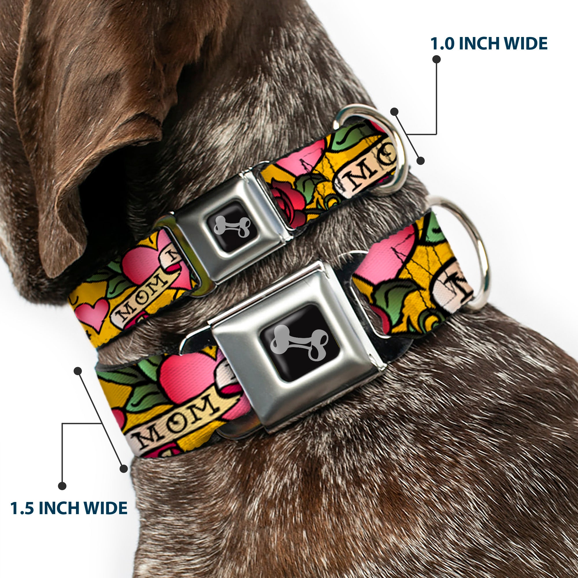Dog Bone Seatbelt Buckle Collar - Mom & Mom Yellow Seatbelt Buckle Collars Buckle-Down