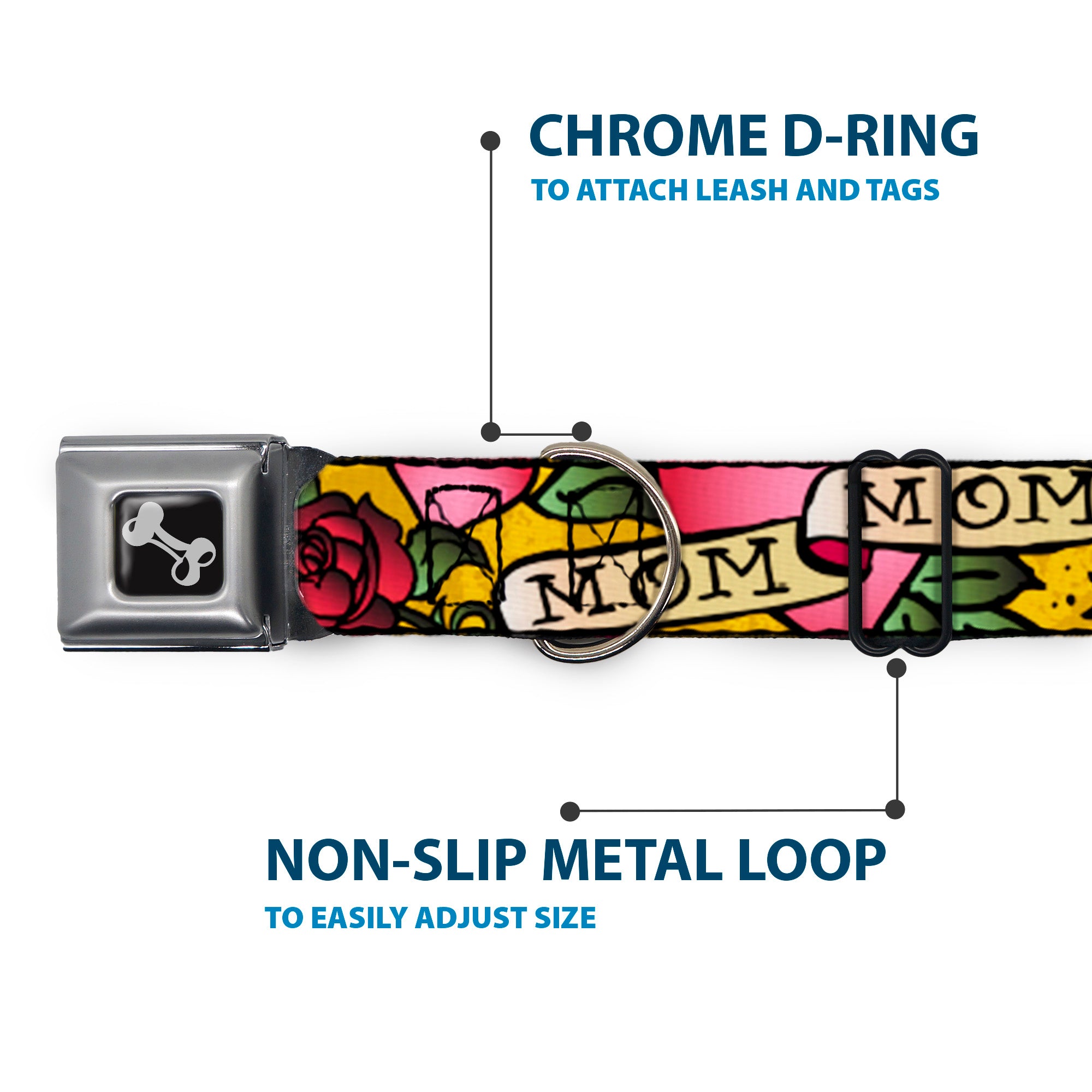 Dog Bone Seatbelt Buckle Collar - Mom & Mom Yellow Seatbelt Buckle Collars Buckle-Down