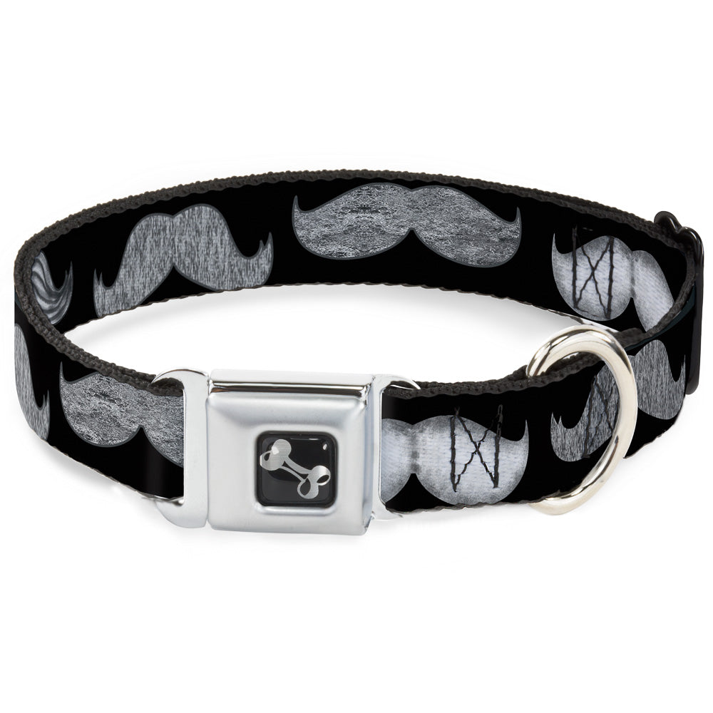 Dog Bone Seatbelt Buckle Collar - Mustaches Black/Sketch Seatbelt Buckle Collars Buckle-Down