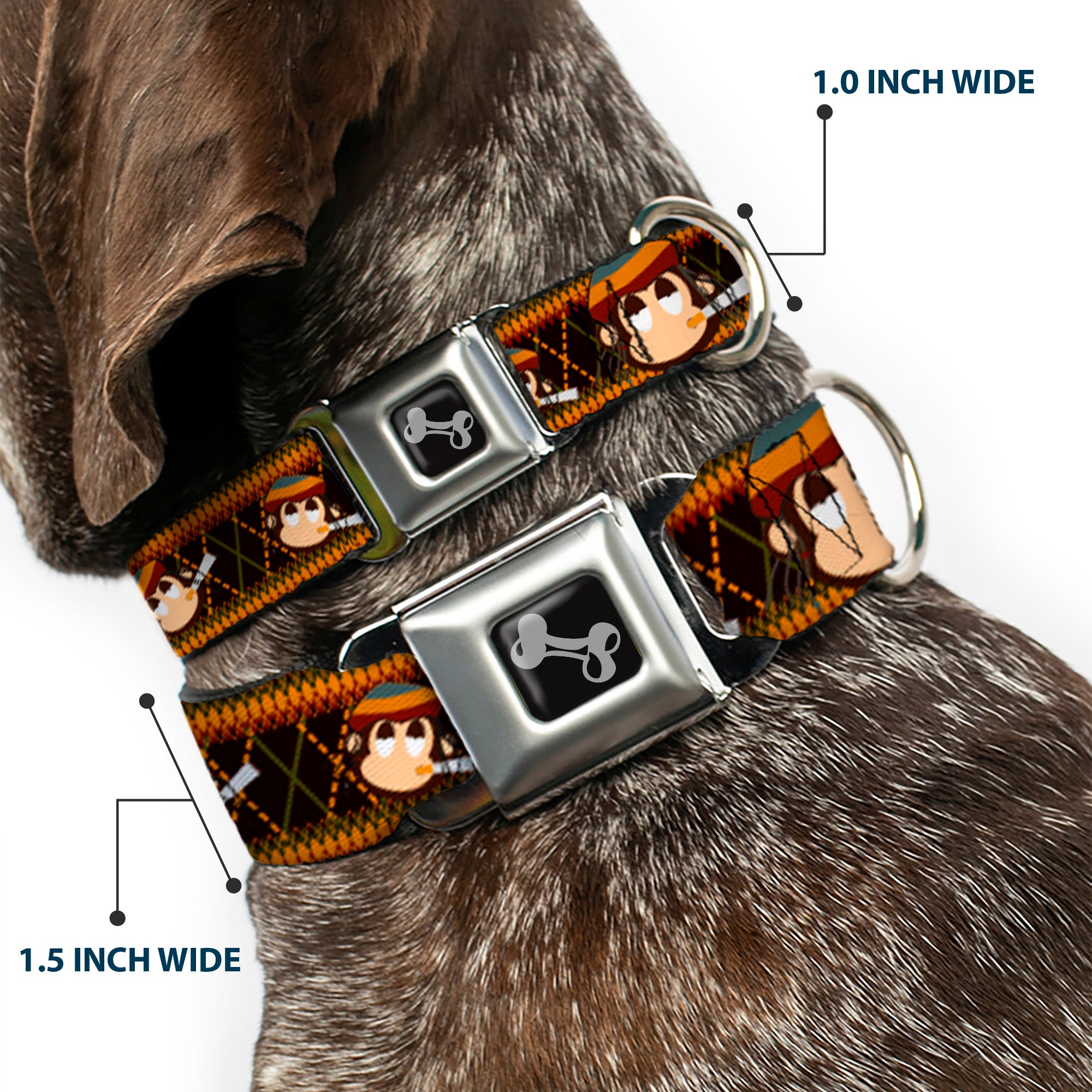 Dog Bone Seatbelt Buckle Collar - Multi Smoking Monkey Argyle Brown Seatbelt Buckle Collars Buckle-Down