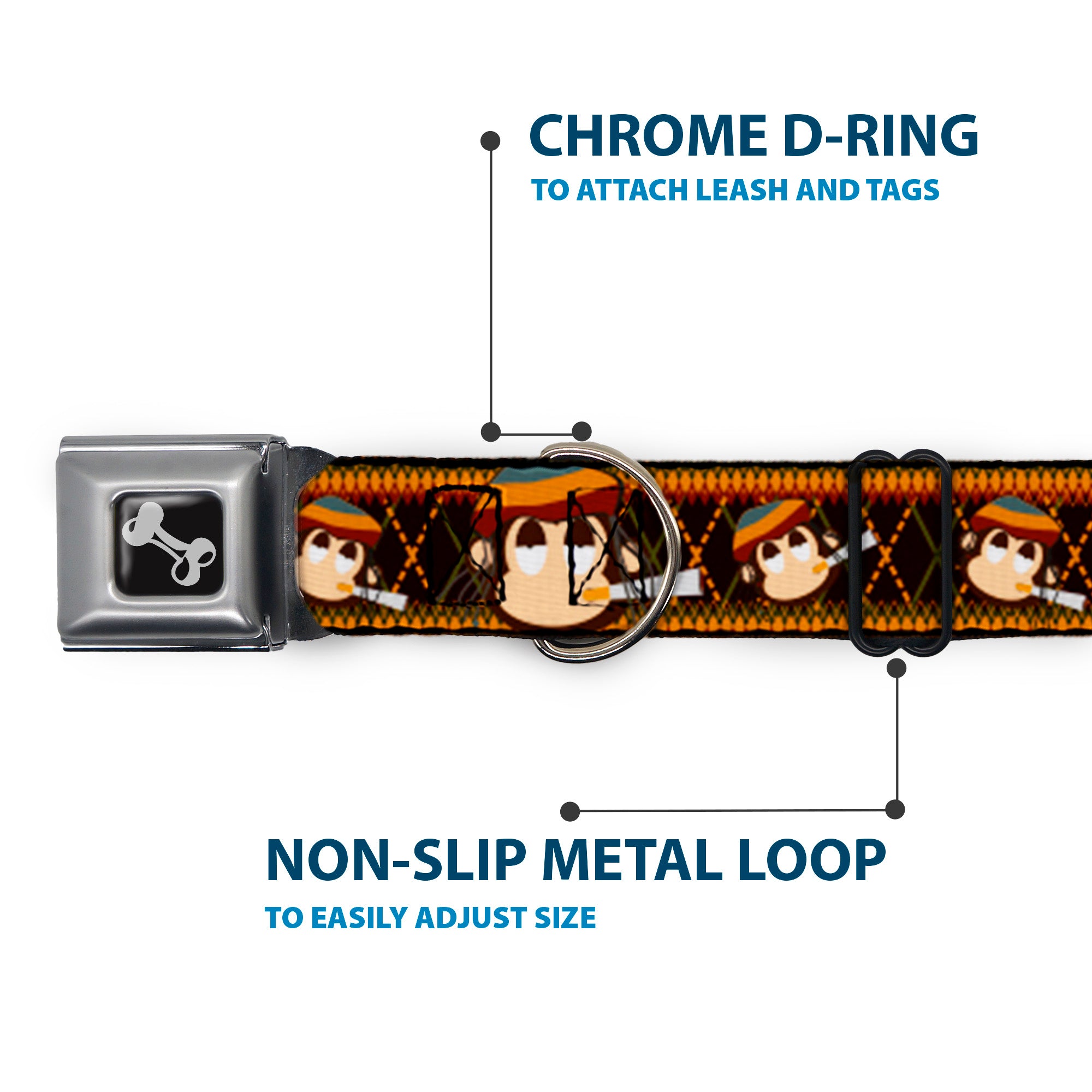 Dog Bone Seatbelt Buckle Collar - Multi Smoking Monkey Argyle Brown Seatbelt Buckle Collars Buckle-Down